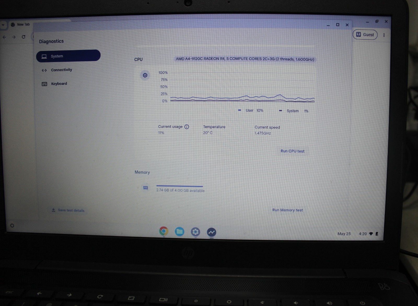 HP 14-db0023dx CHROMEBOOK 14″ HD AMD A4-9120C 4GB RAM 32GB W/Targus Carry Bag