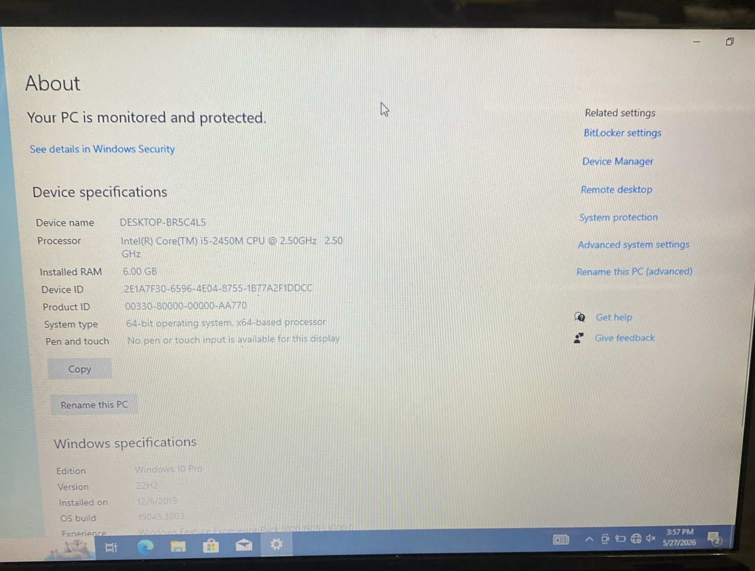 Lenovo IdeaPad Z570 Laptop Intel Core i5-2450M 6GB Ram Bad Battery Windows 10Pro
