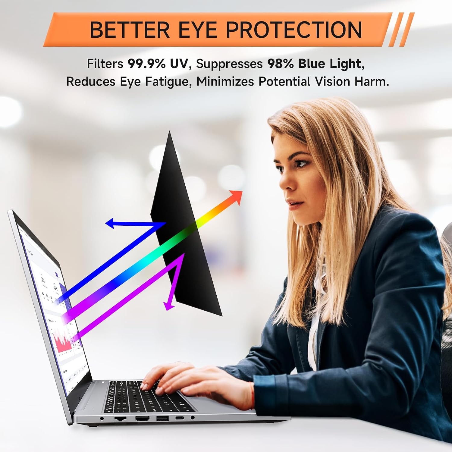 Nano Laptop Privacy Screen 13.3 Inch 16:10, Matte Anti Glare Blue Light Filter