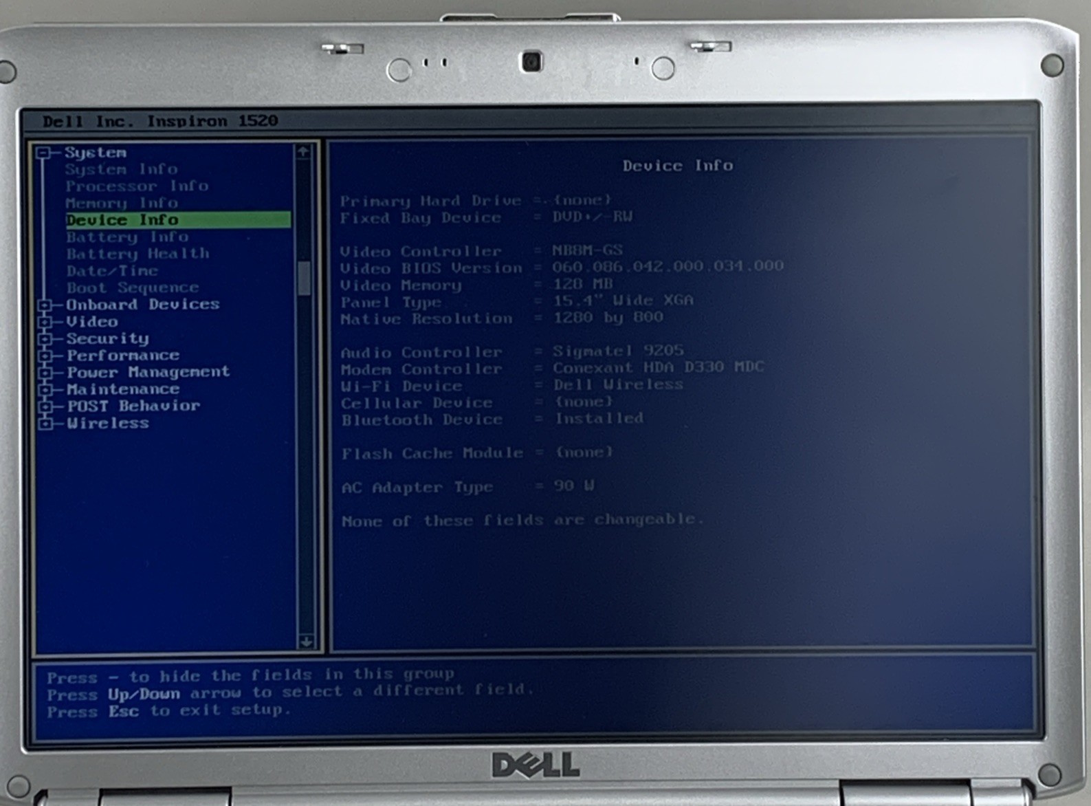Dell Inspiron 1520 Core 2 Duo-06FD 2.00GHz 3GB RAM 15.6″ No Battery No HDD/OS