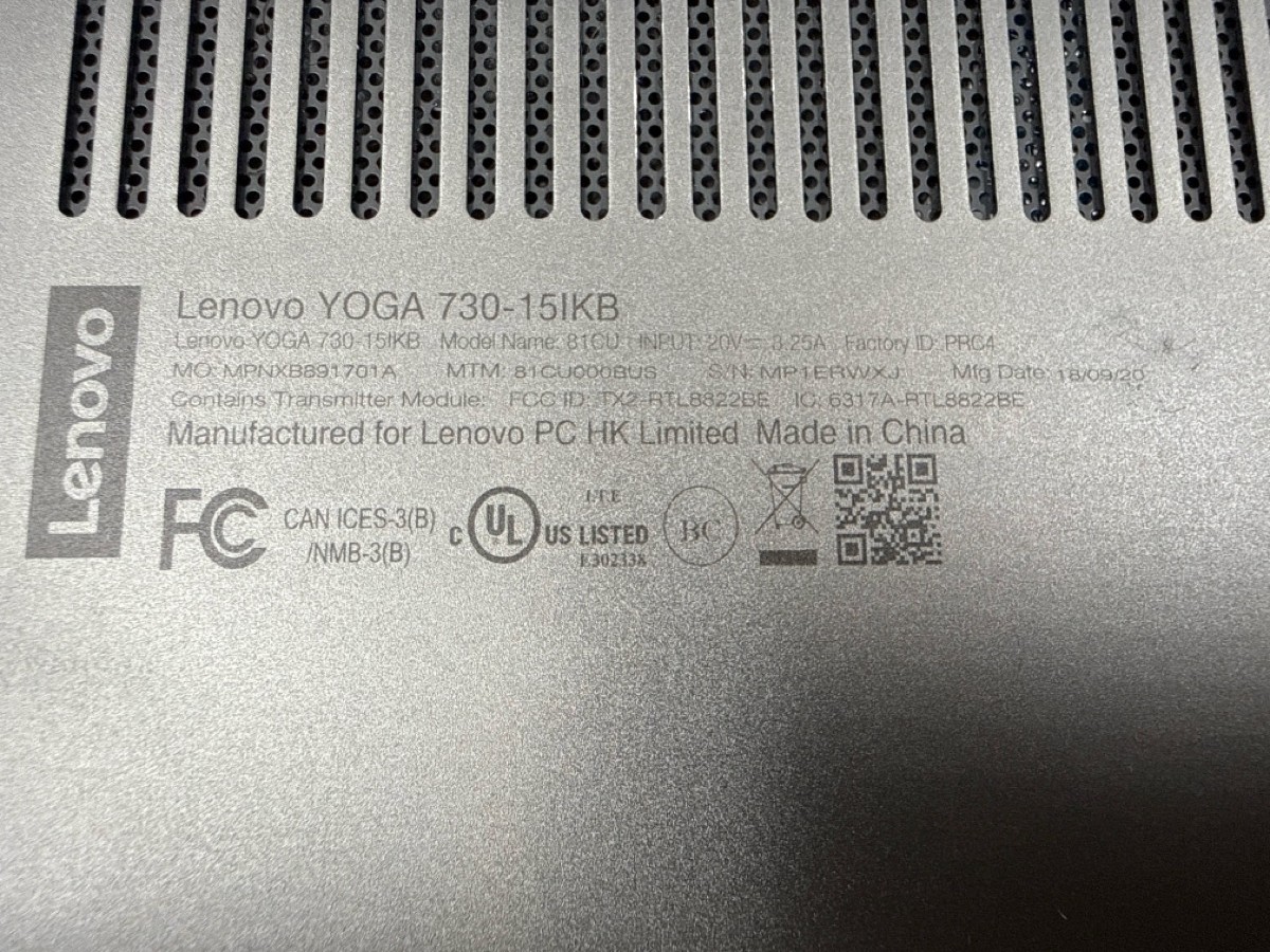 Lenovo Yoga 730-15IKB 15.6” i5 8th Gen 8GB 256GB SSD Touch 2-in-1 Wi (MI1075196)