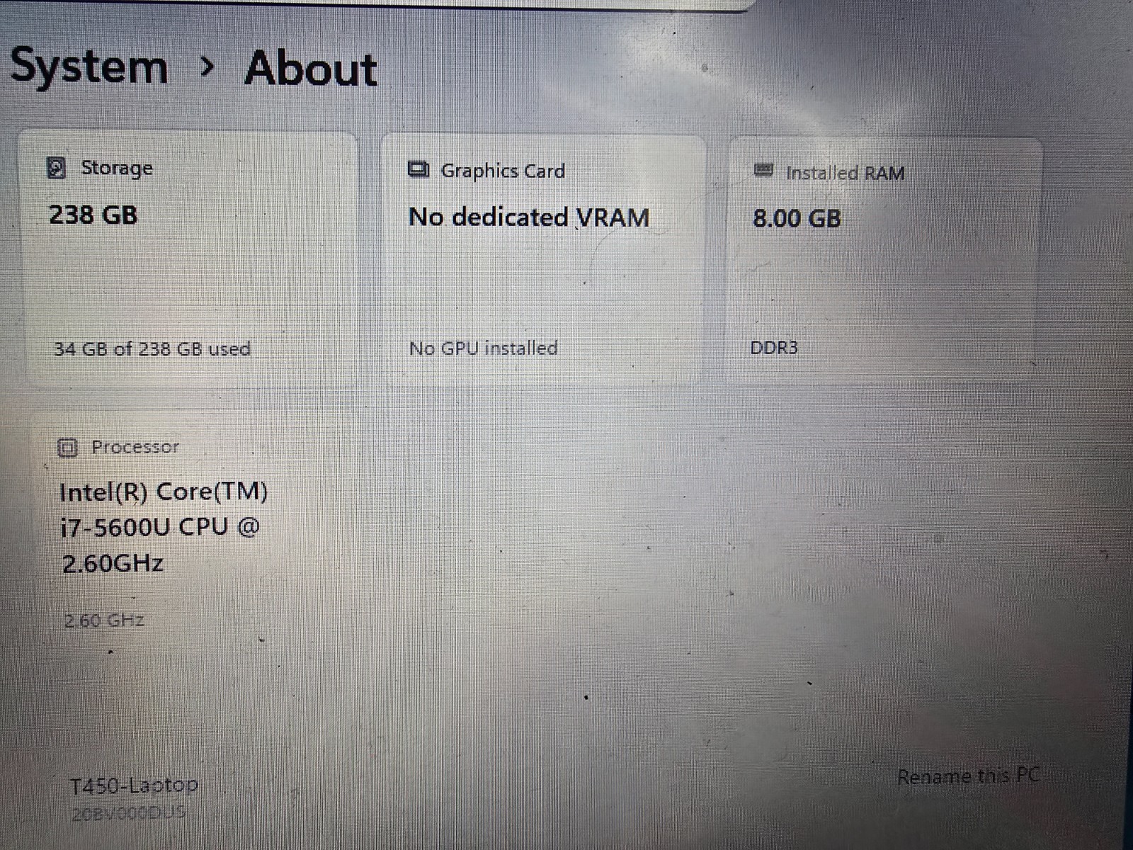 Lenovo ThinkPad T450 14″ (500GB, Intel Core I5 5th Gen., 2.3GHz, 8 GB) Laptop –