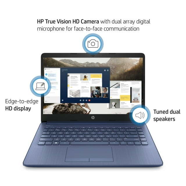 HP Stream Laptop 14″ HD Celeron N4120 4GB 64GB eMMC Webcam Office 365 Blue
