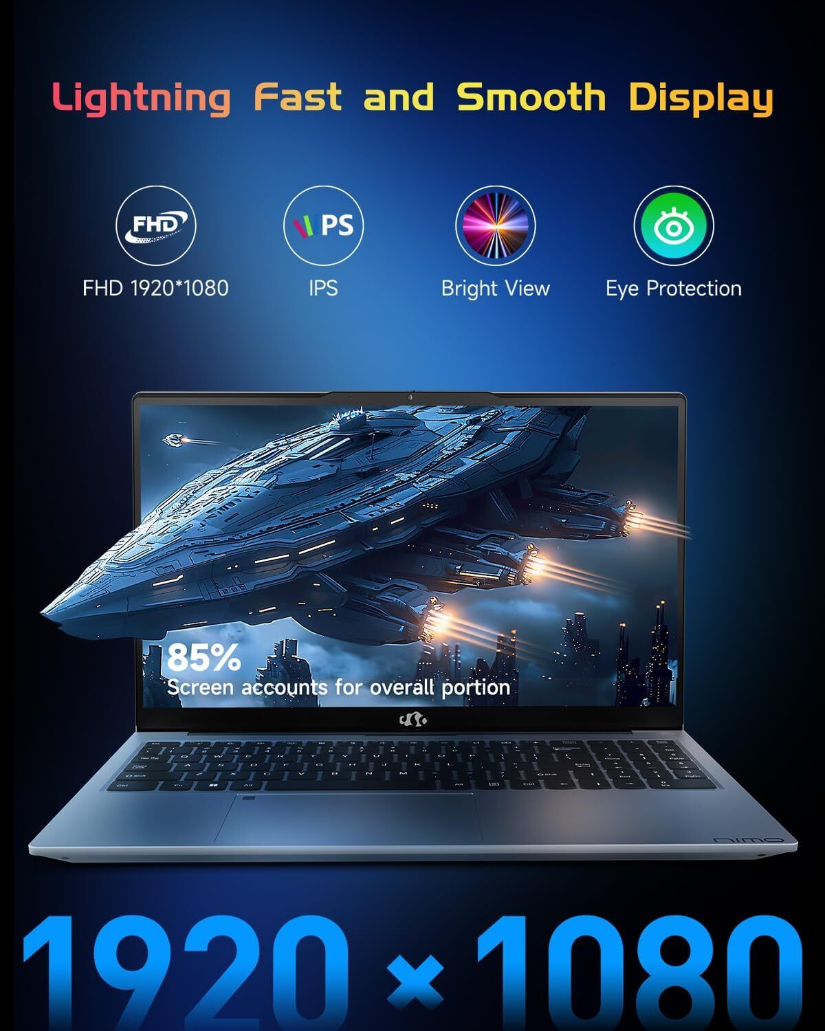 NIMO 15.6 FHD Student Laptop 16GB RAM 1TB SSD Intel Pentium Quad-Core N100 Win11