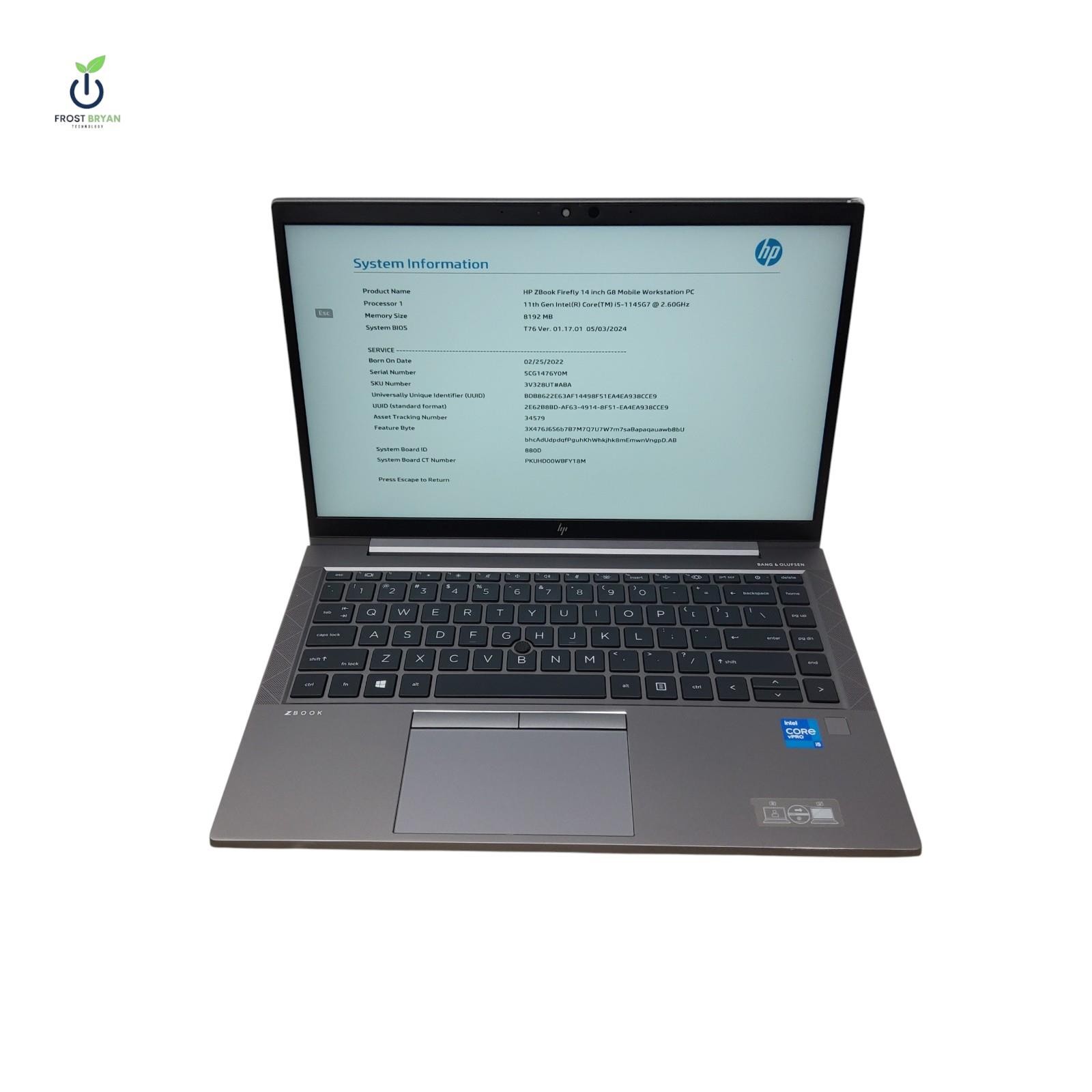 HP ZBOOK FIREFLY 14″ G8 Laptop i5-1145G7 8GB No SSD/OS Grade D [DEFECTIVE]