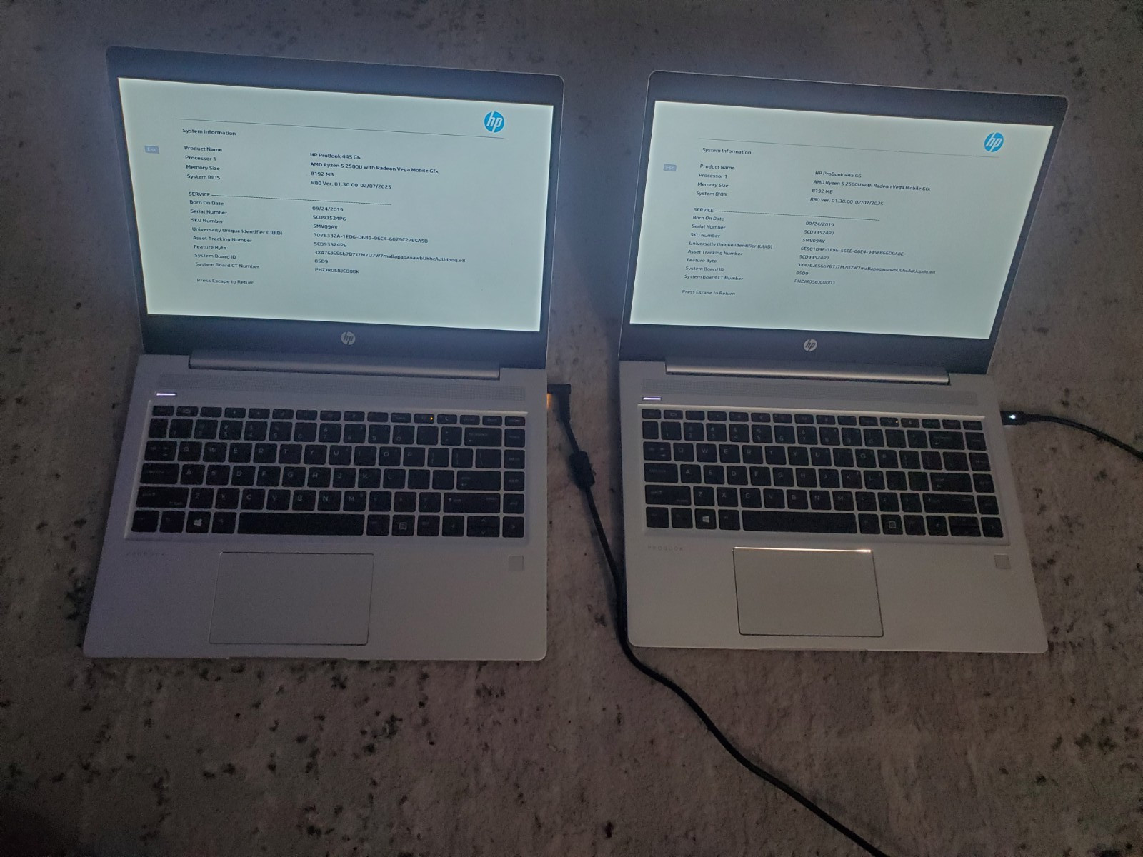 LOT OF 2 HP ProBook 445 G6 AMD Ryzen 5 2500U NO RAM/SSD PARTS/REPAIR BIOS LOCKED