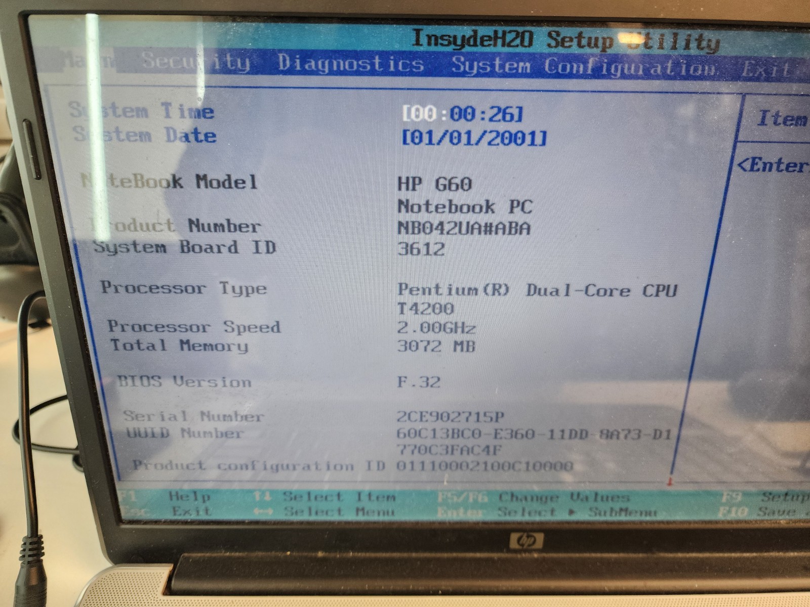 HP G60-235DX Intel Pentium Dual-Core T4200 2GHz 3 GB 320gb HDD READ