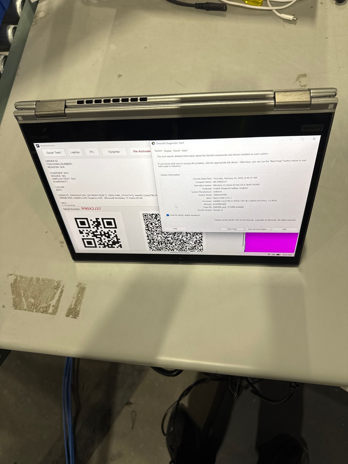 LENOVO THINKPAD X390 YOGA 13.3” I5 8 256 SSD 20NQS4XV0H SILVER PHYSICAL DAMAGE