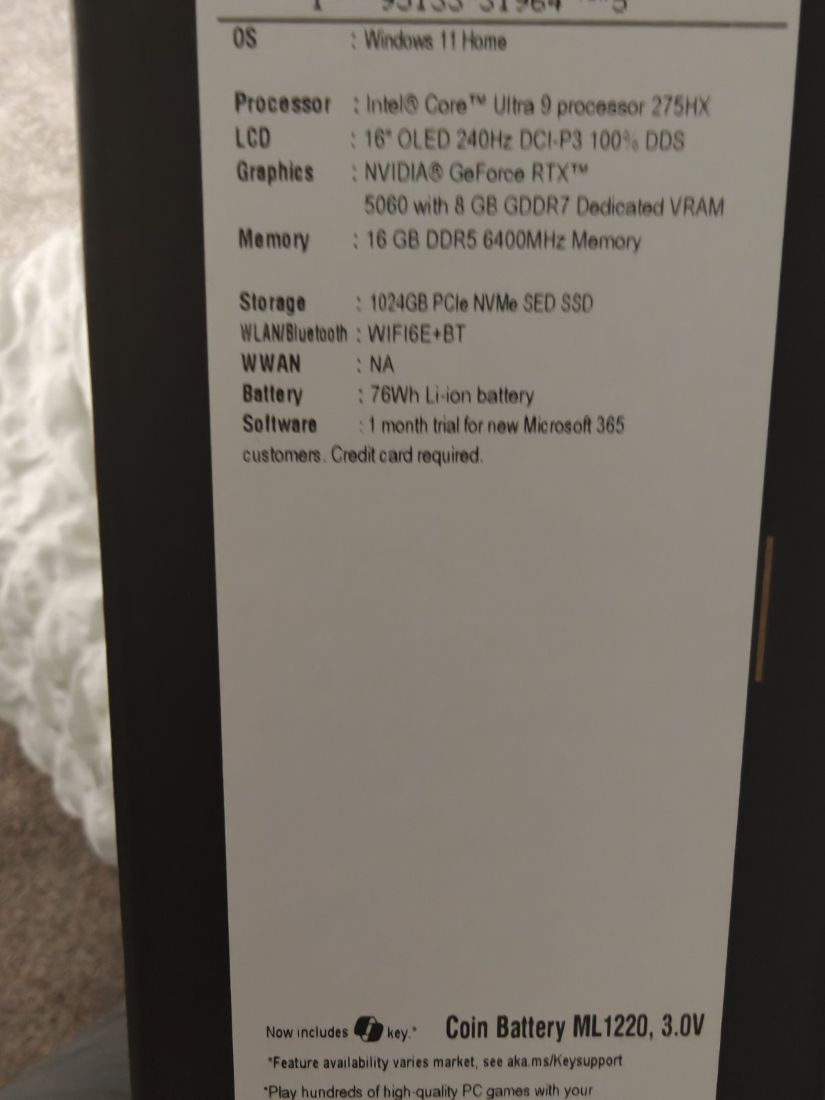 Acer Predator Helios Neo 16S AI 16″ OLED 240Hz Ultra 9 275HX RTX 5060