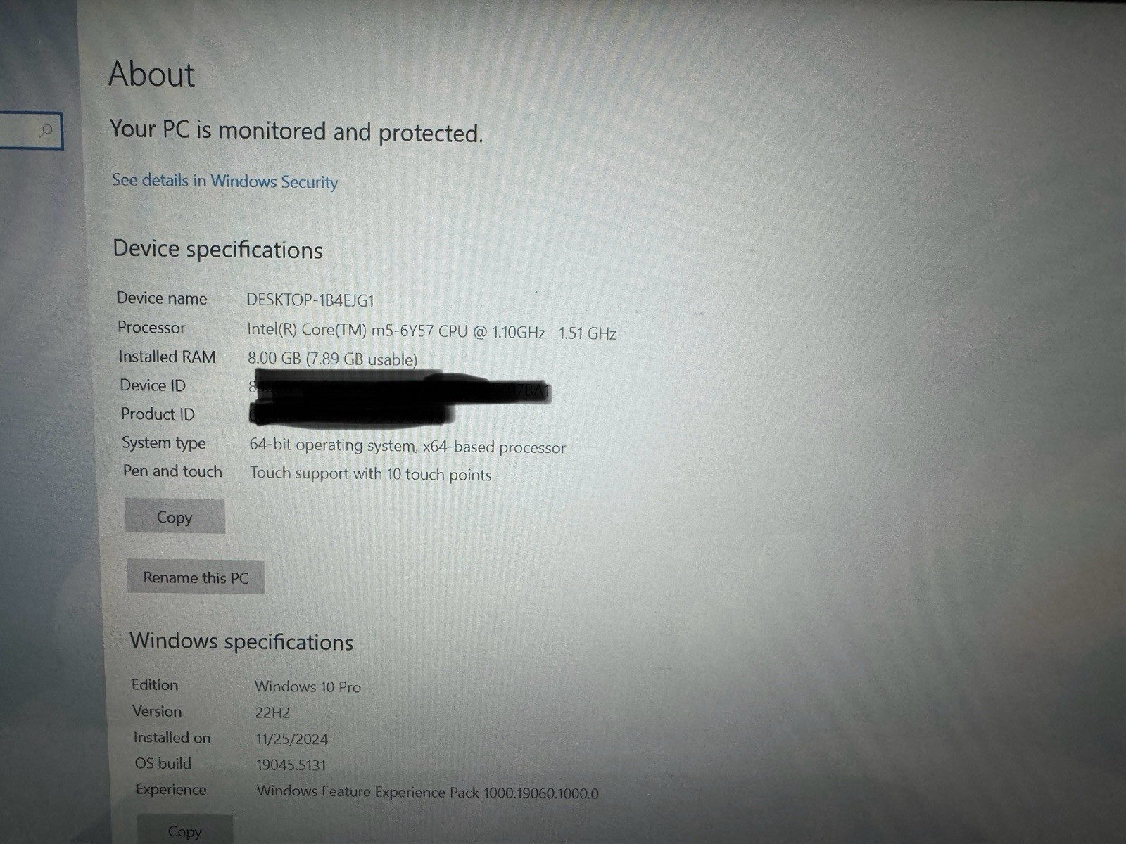 Panasonic TOUGHPAD FZ-Q2 12.5″ Core m5-6Y57 1.10GHz 256GB SSD 8GB RAM Win 10 Pro