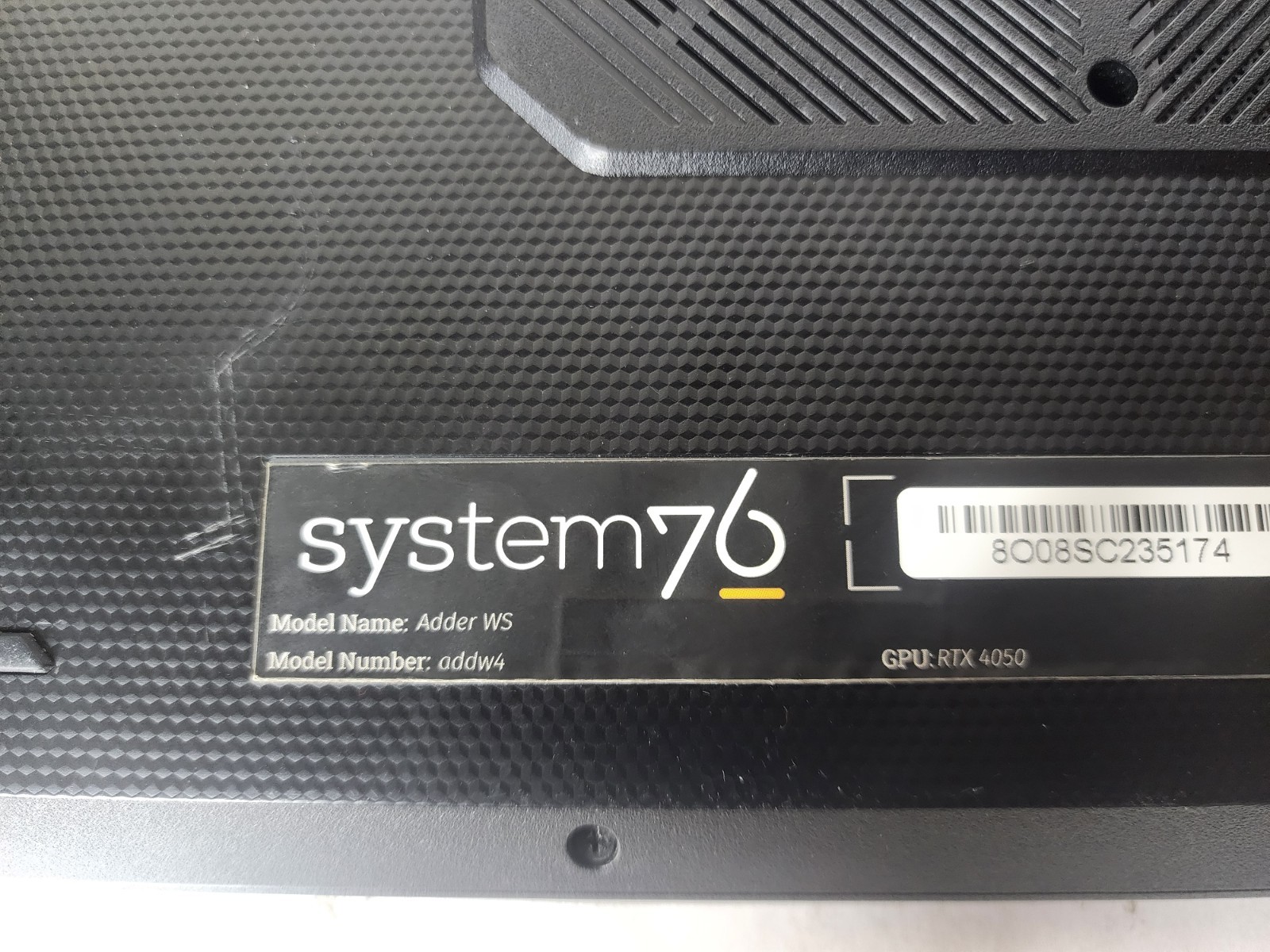 System76 Adder WS Laptop 64GB RAM 2tb Nvme Ssd Windows 11 Pro Geforce Rtx 4050