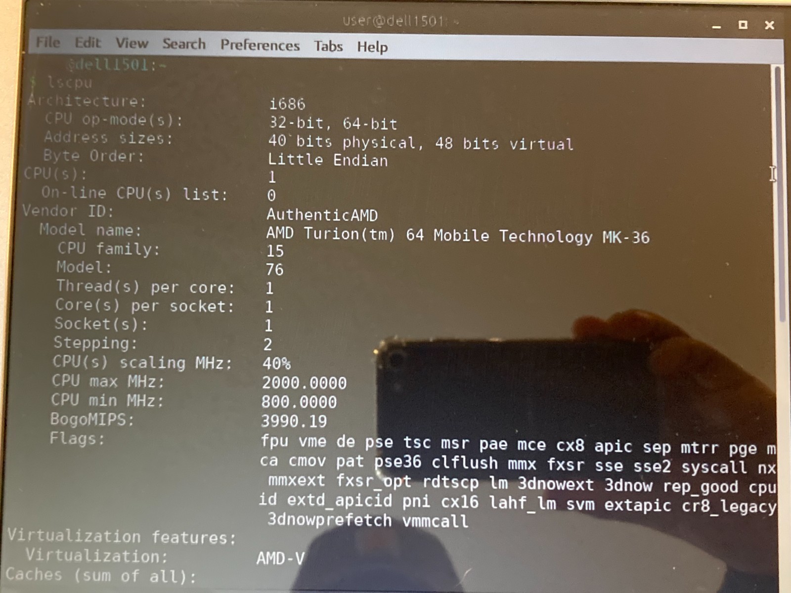 Dell Inspiron 1501 AMD Turion 64 1GB RAM 74GB HDD Linux