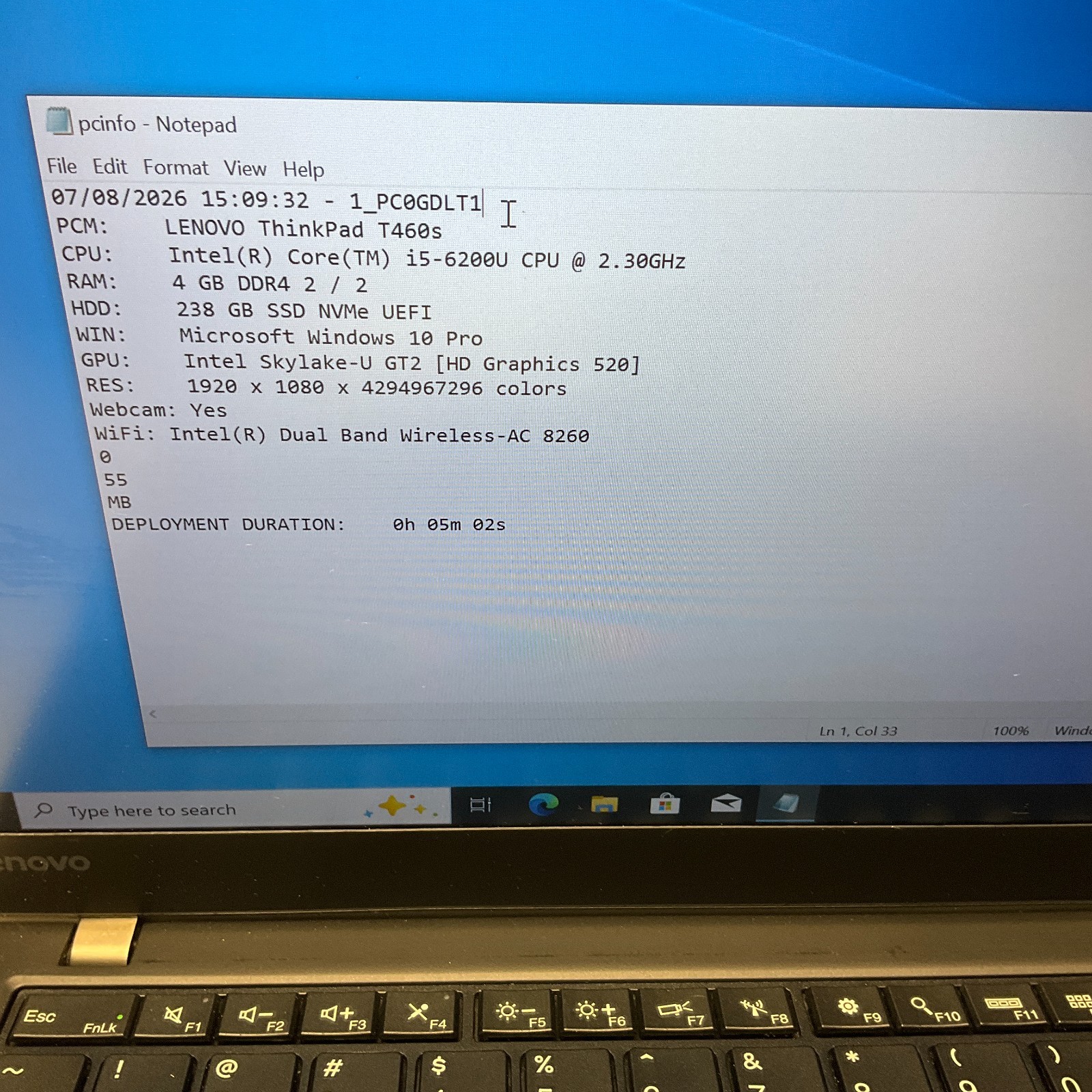 Lenovo ThinkPad T460s | 14.1″ | Core i5-6200U | 4GB RAM | 256GB SSD Win 10 Pro