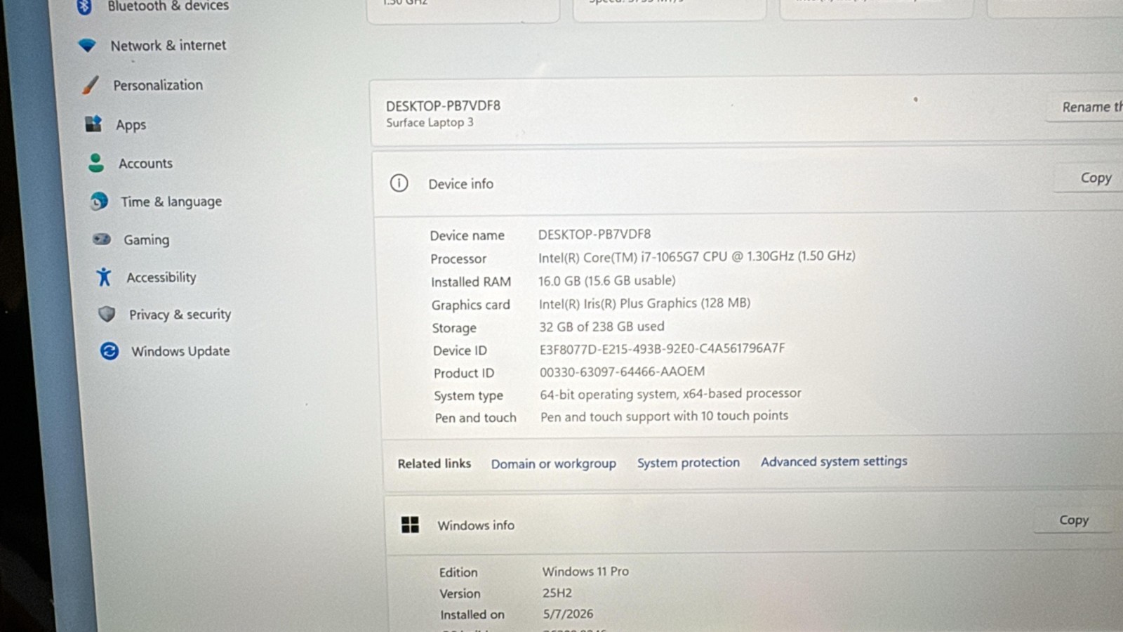 Microsoft Surface Laptop 3 1868 Intel Core i7-1065G7 16GB RAM 256GB SSD .