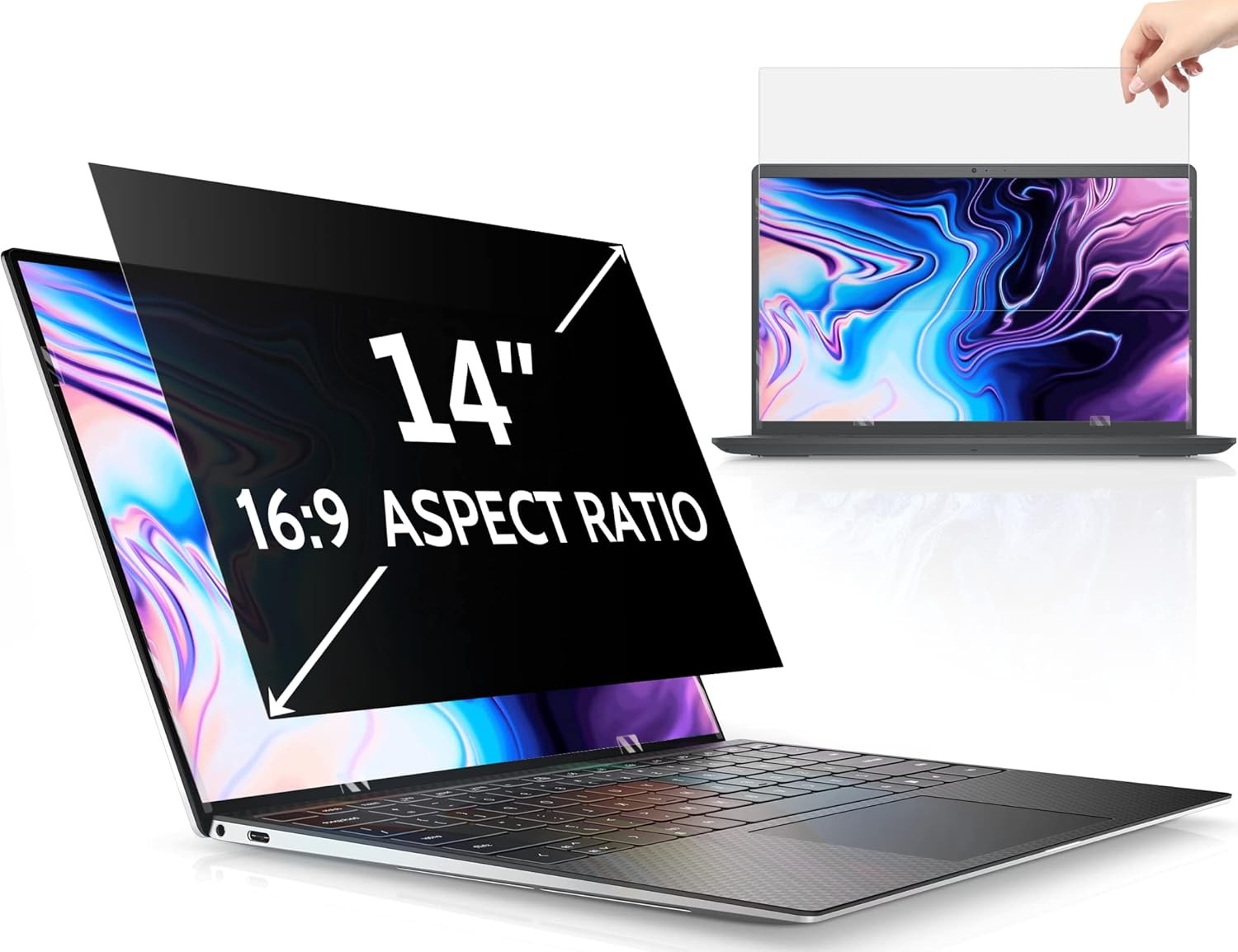 14 Inch Laptop Privacy Screen for 16:9 Computer Monitor, Anti Glare Filter Prote