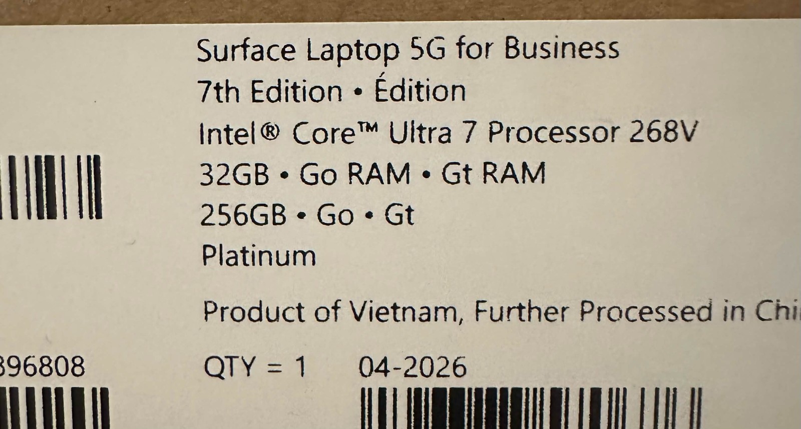 Microsoft Surface Laptop 7 13.8″ Copilot + Business Wi-Fi+ 5G 32GB 256GB