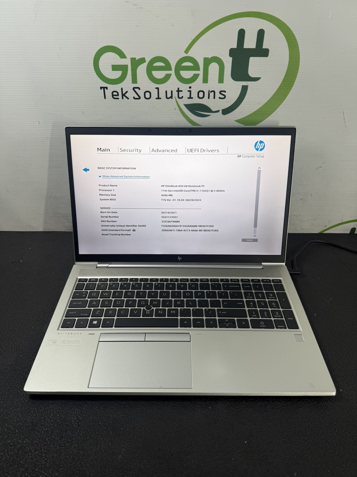 HP EliteBook 850 G8 i7-1165G7 2.8GHz 4GB DDR4 NO SSD NO BATTERY – READ