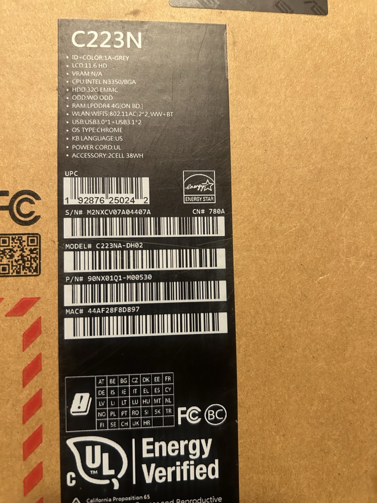 asus chromebook C223N