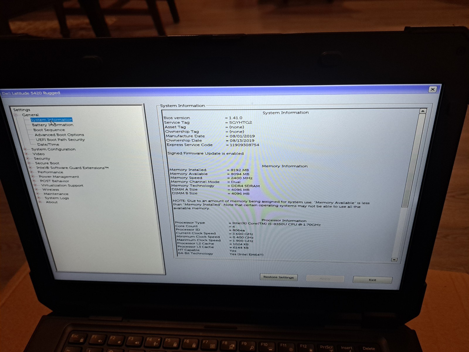 Dell Latitude 5420 Rugged 14″ Touchscreen i5-8350U 8GB RAM NO SSD
