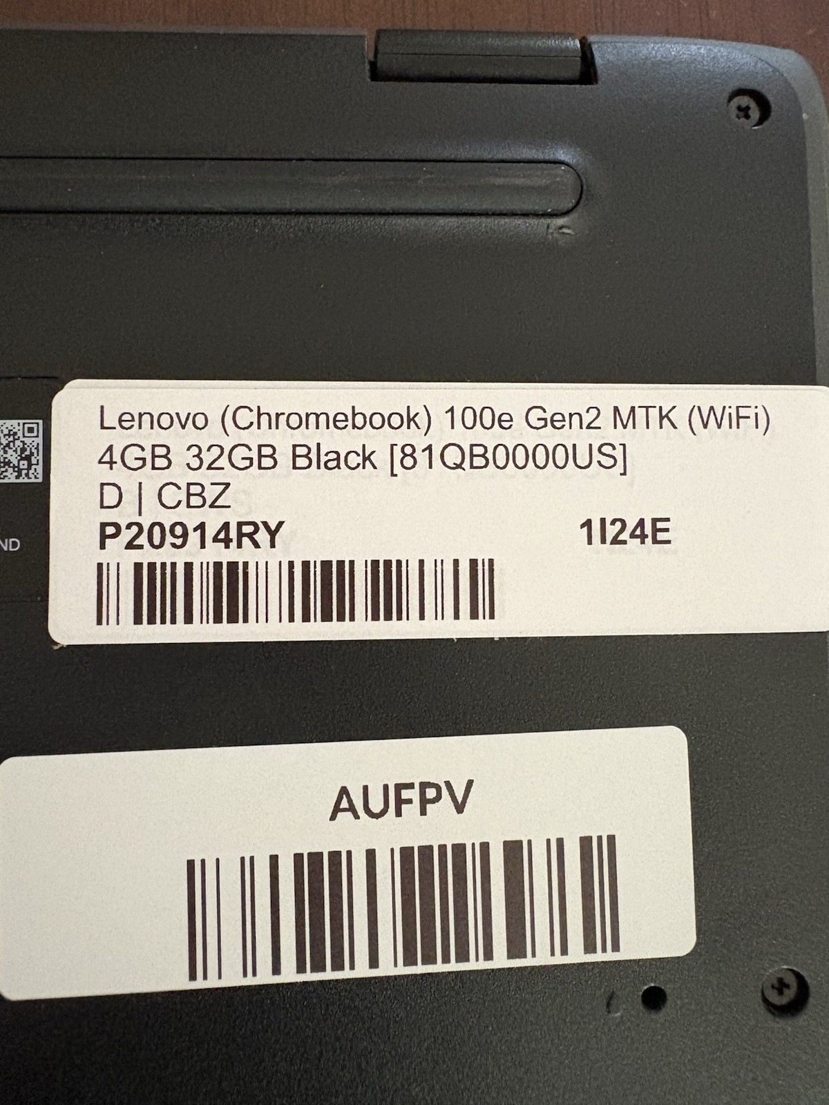 Lenovo Chromebook 100e Gen2 MTK 11.6″ 32GB Black w/ Charger