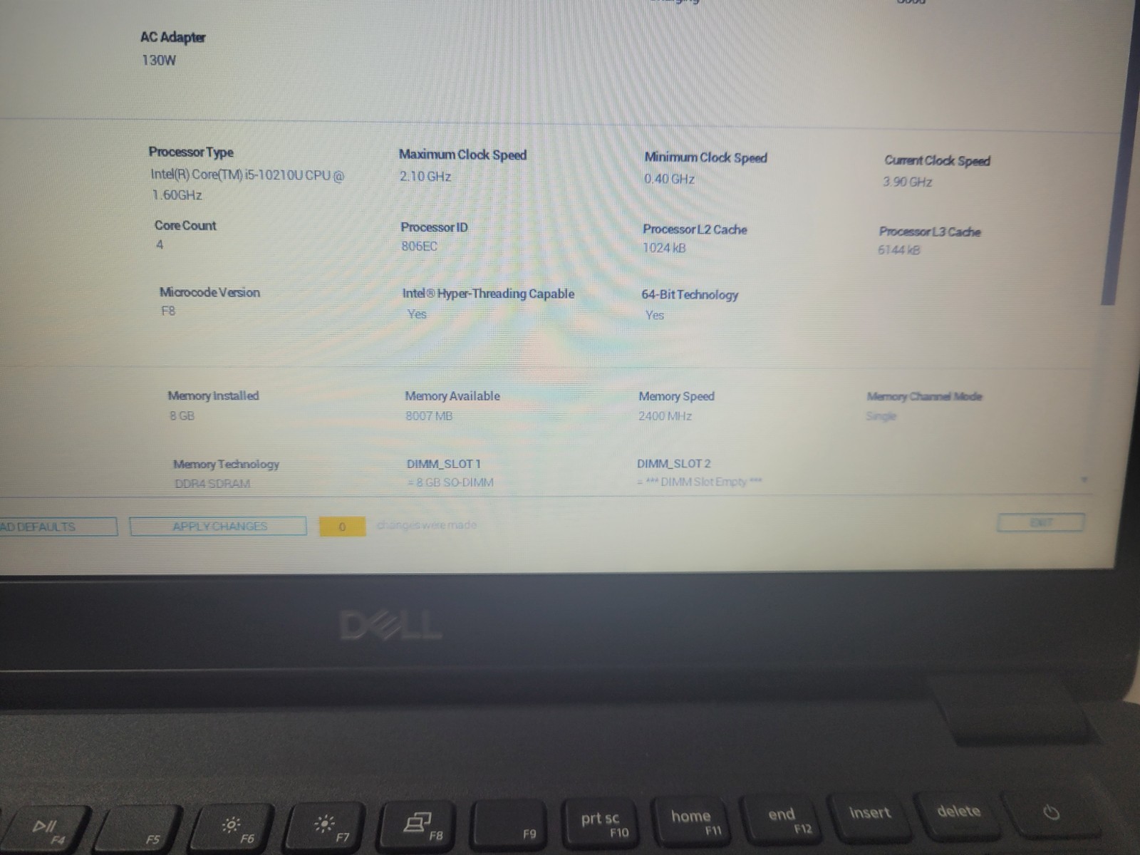 Dell Latitude 3410 Intel Core i5-10210U 1.6Ghz 8GB Ram No SSD 14″ Laptop