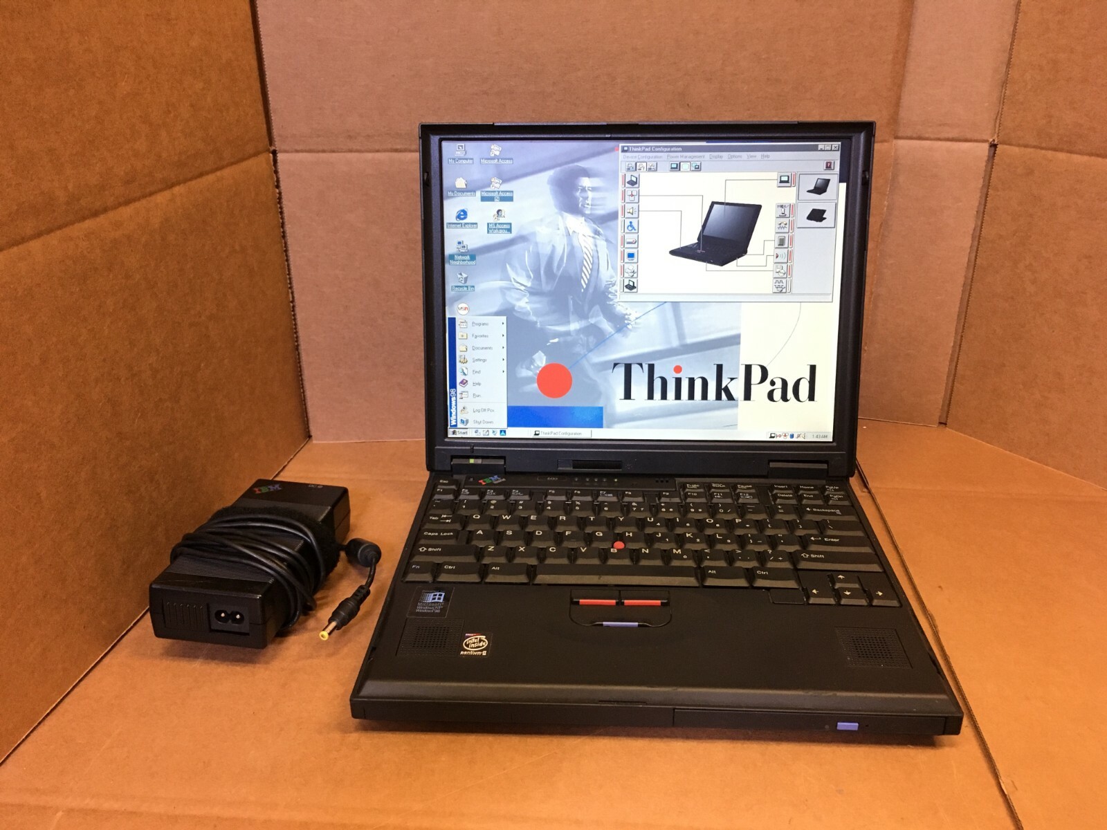 Vintage IBM Thinkpad 600 PENTIUM II 64MB Laptop Windows 98 SE 2645 OFFICE 97
