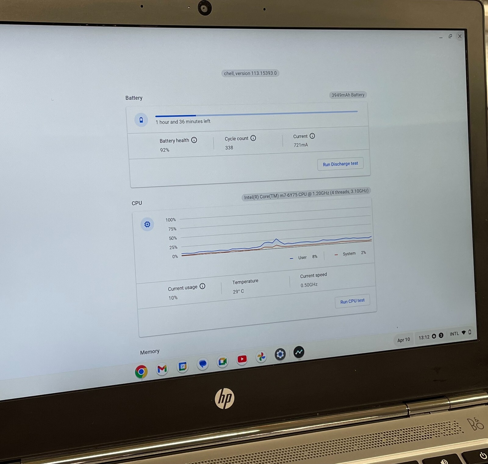 Used HP Chromebook 13 G1 Laptop Intel m7-6Y75 1.20GHz / 16GB RAM / 32GB SSD