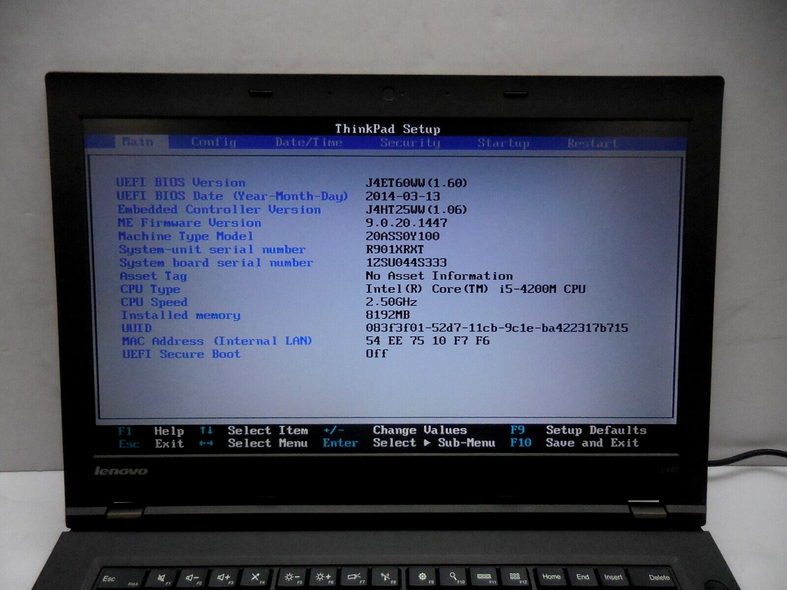 Lenovo ThinkPad L440 Intel Core i5-4200M 2.50GHz 8GB RAM 275 GB SSD, NO OS