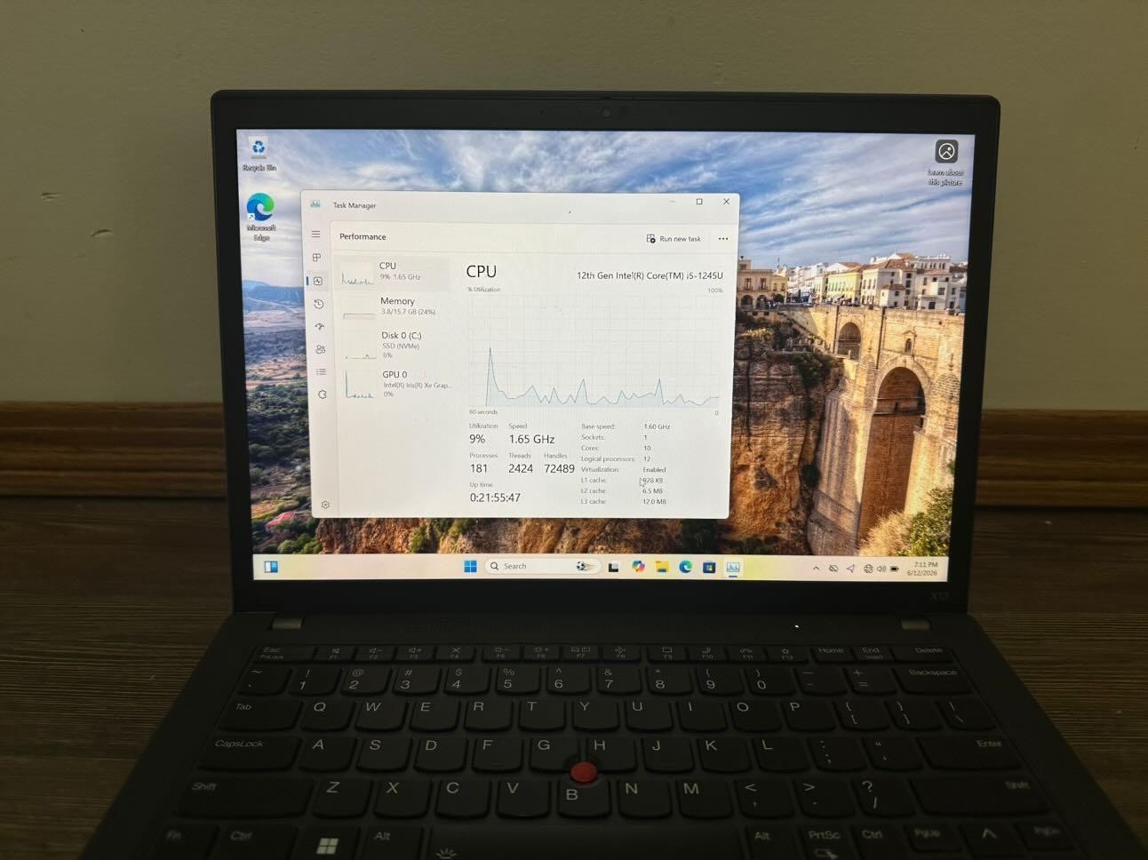 X13 Gen 3 i5-1245U 256GB SSD 16GB RAM Win11Pro WITH CHARGER
