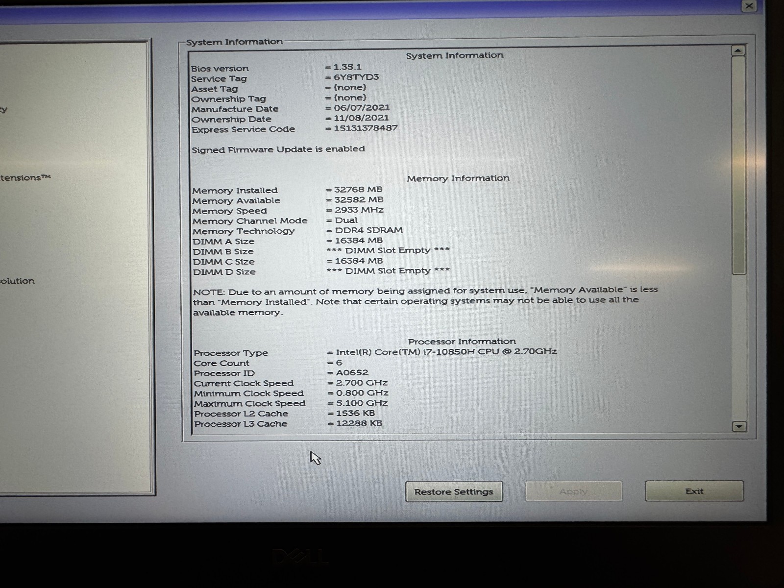 Great(A) Condition Dell Precision 7550 512GBSSD 32GBRAM i7-10850H T1000 NO OS!