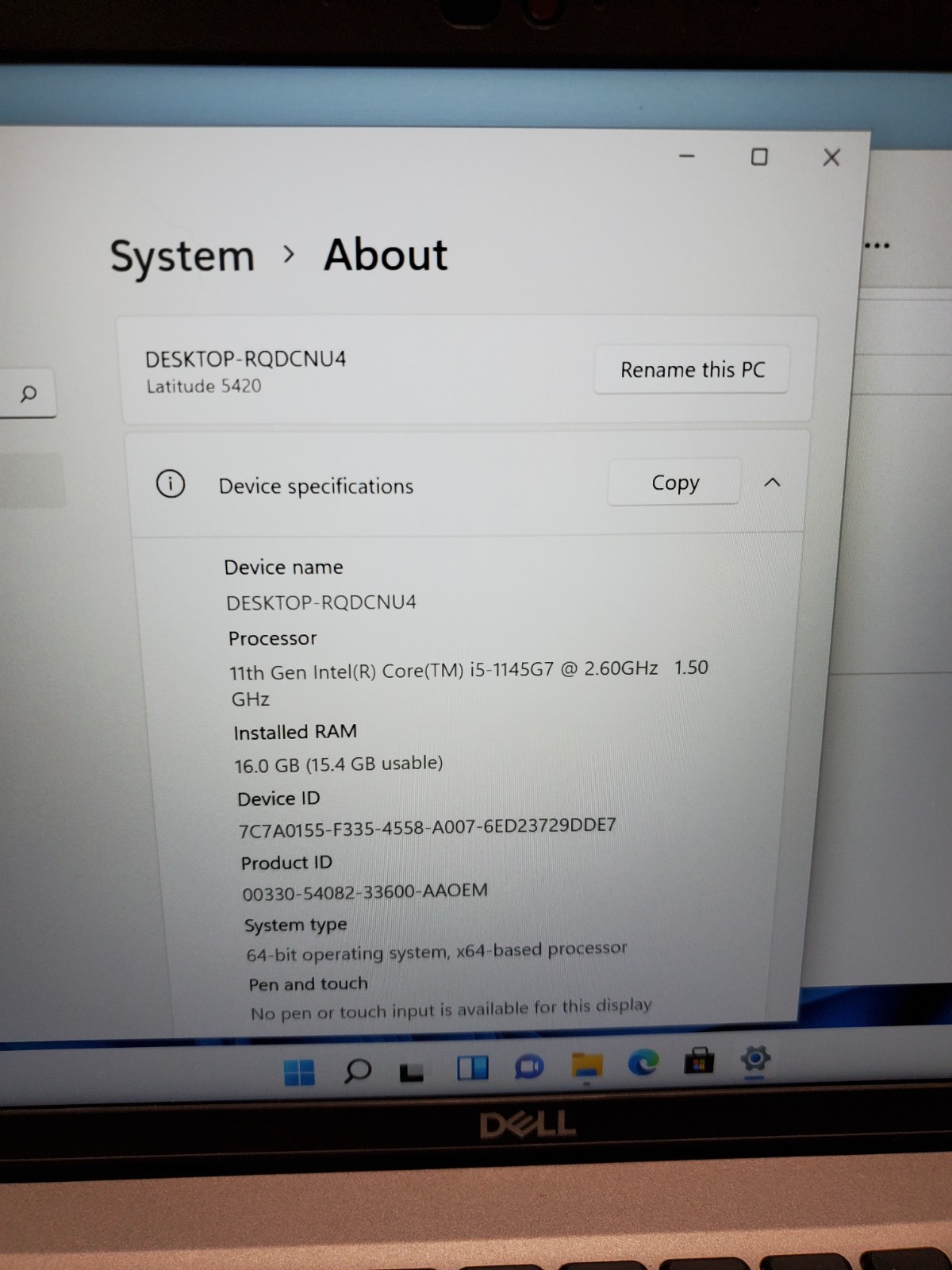 Dell Latitude 5420 14″ Laptop i5-1145G7 2.4GHz 16GB RAM 256GB SSD Win11 #69