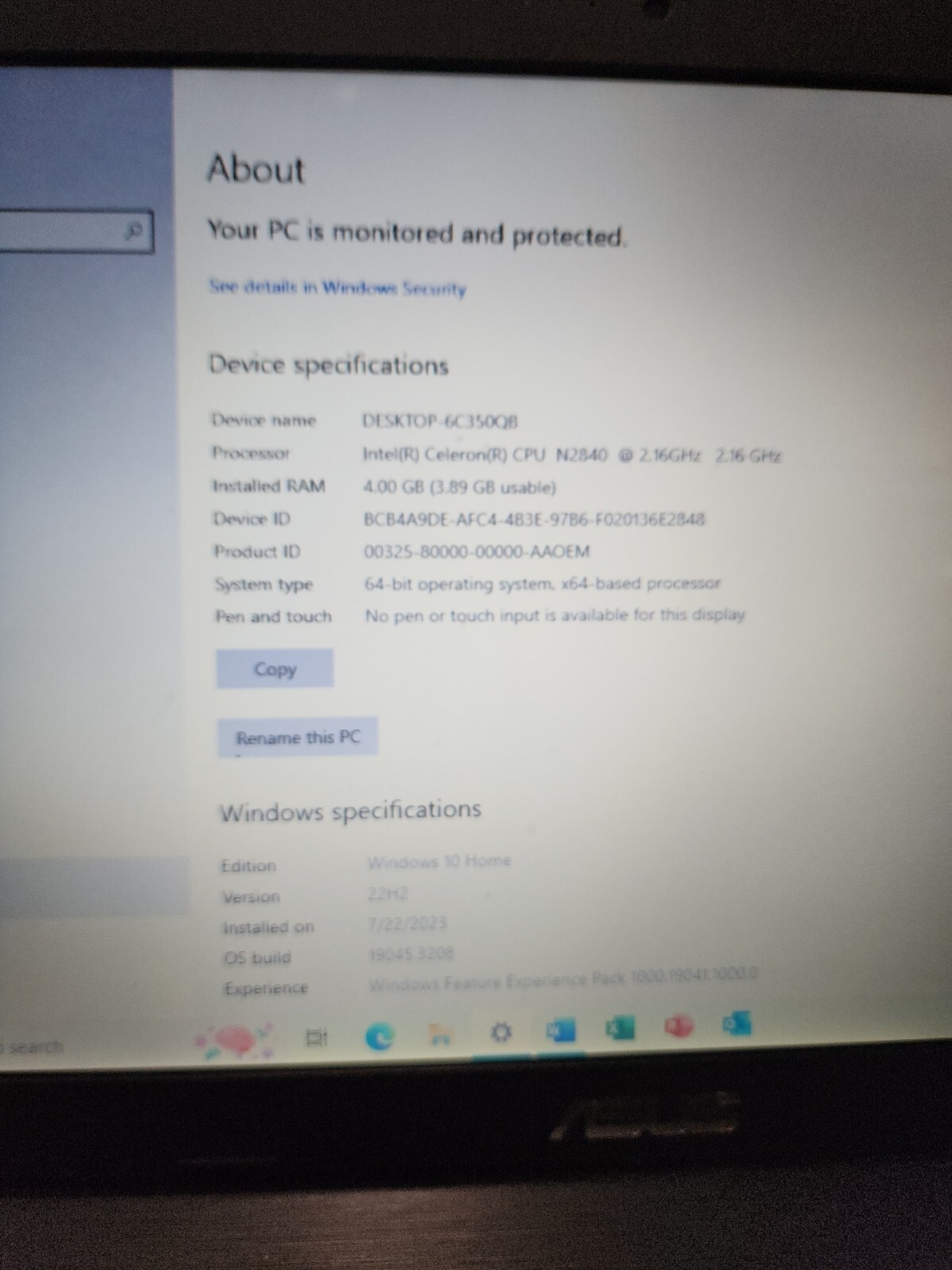 ASUS X551M Notebook PC Intel CPU N2840 2.16 GHz 4 GB Windows 10 Home & Office