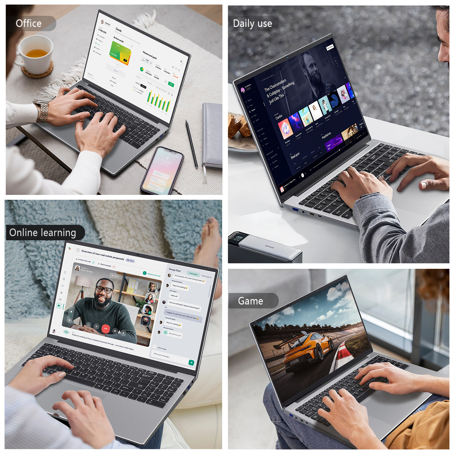 Auusda 16″ Slim Laptop i3 1000NG4 16GB RAM 1TB SSD Win 11 Pro Notebook Computer