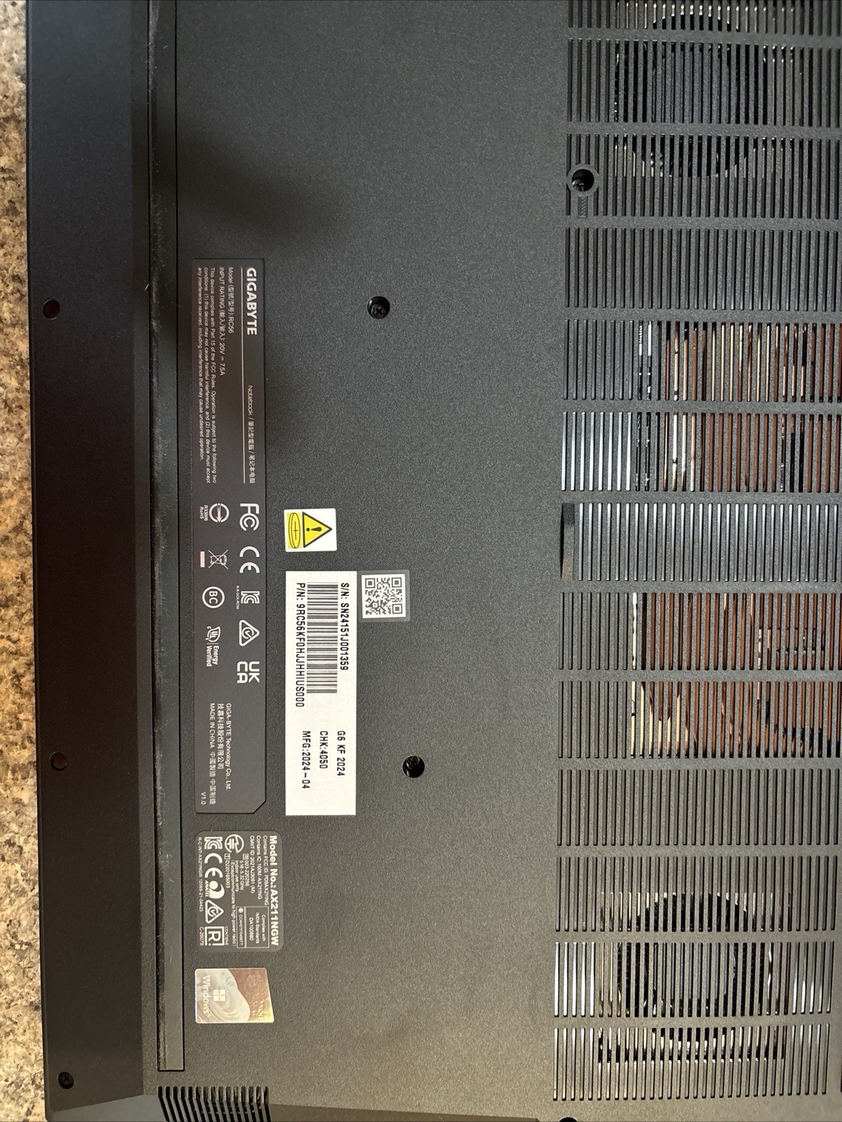GIGABYTE G6 KF 2024 16in i7-13620H 16GB 1TB SSD RTX 4060 Win11H