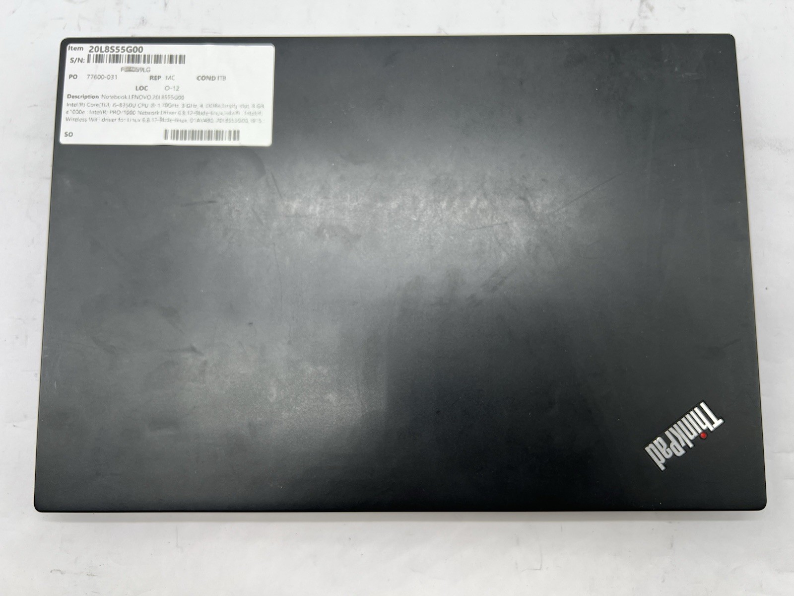 Lenovo ThinkPad T480s, i5-8350U CPU, @ 1.70GHz, 8GB RAM-No HDD/OS/Charger