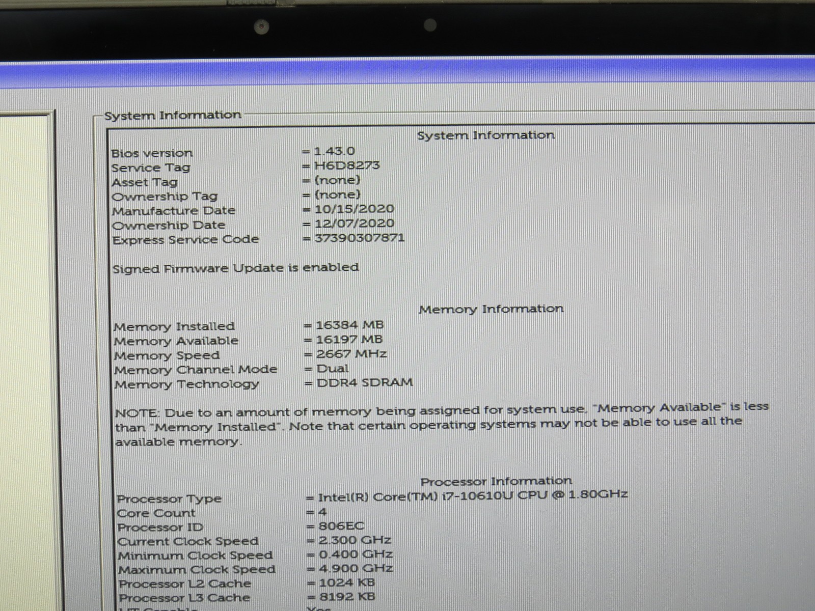 Dell Latitude 7310 i7-10610U @ 2.3GHz 16GB / 256GB m2 13.3 touch Win 11