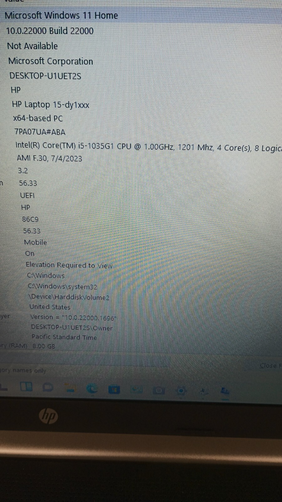 3053 HP 15-dy1751ms w/charger.i5 1035G1.8GB.128GB NVMe.15.6″.W11