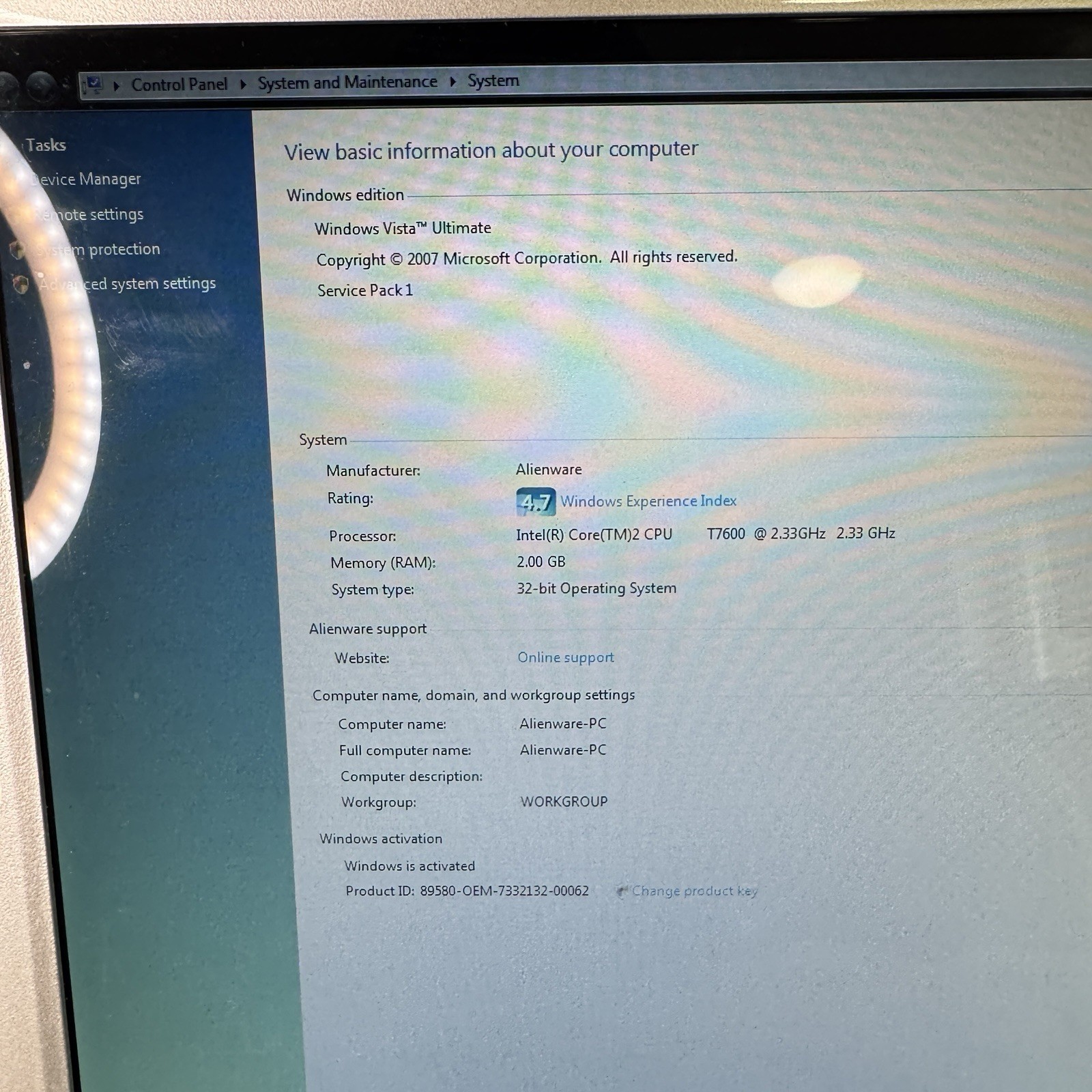 Alienware M5700i R2 17” Windows Vista Ultimate Area 51 Vintage Gaming Laptop