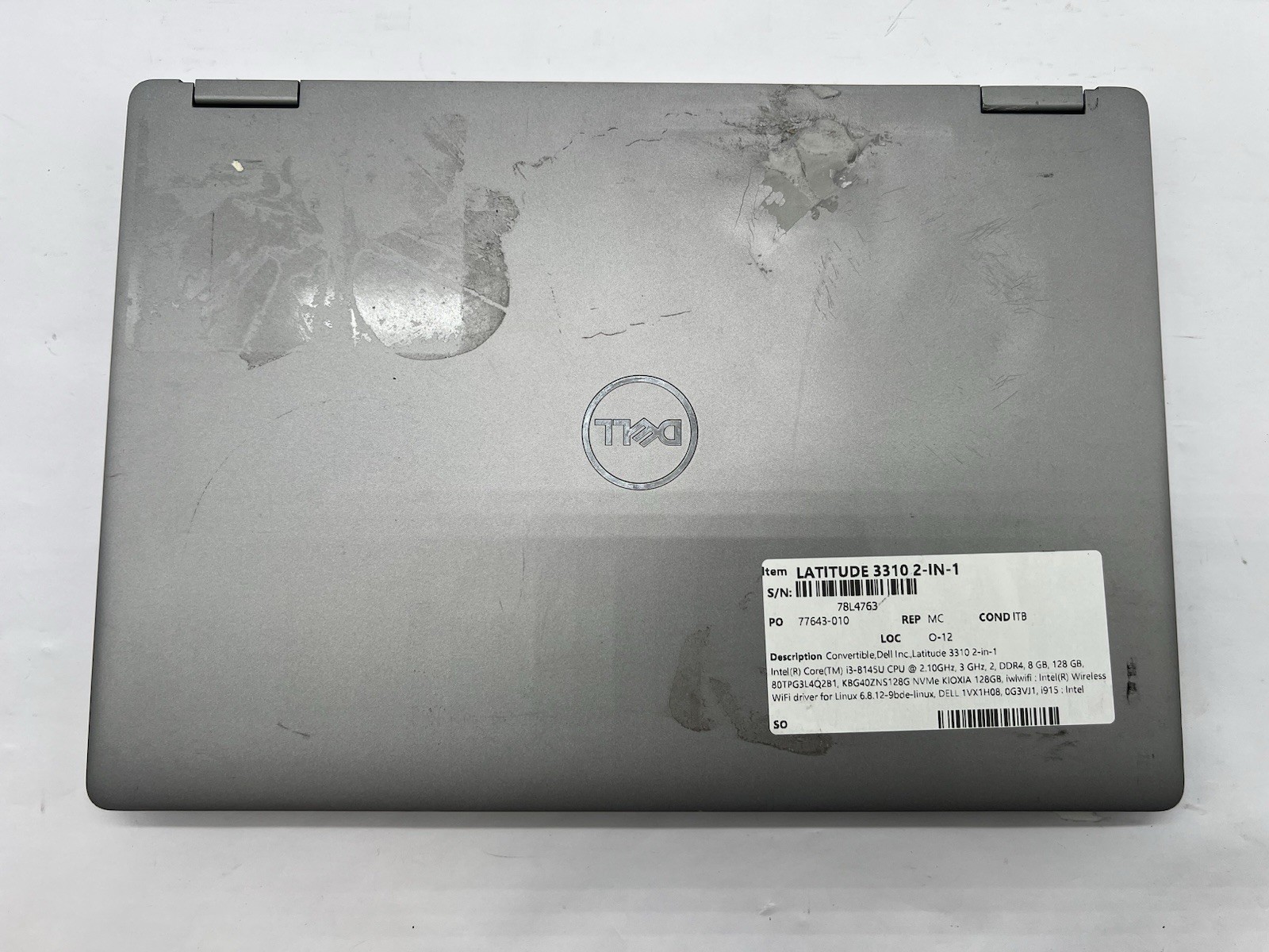 Dell Latitude 3310 2-in-1, i3-8145, @ 2.10GHz, 8GB RAM, 128GB VNMe-No OS/Charger