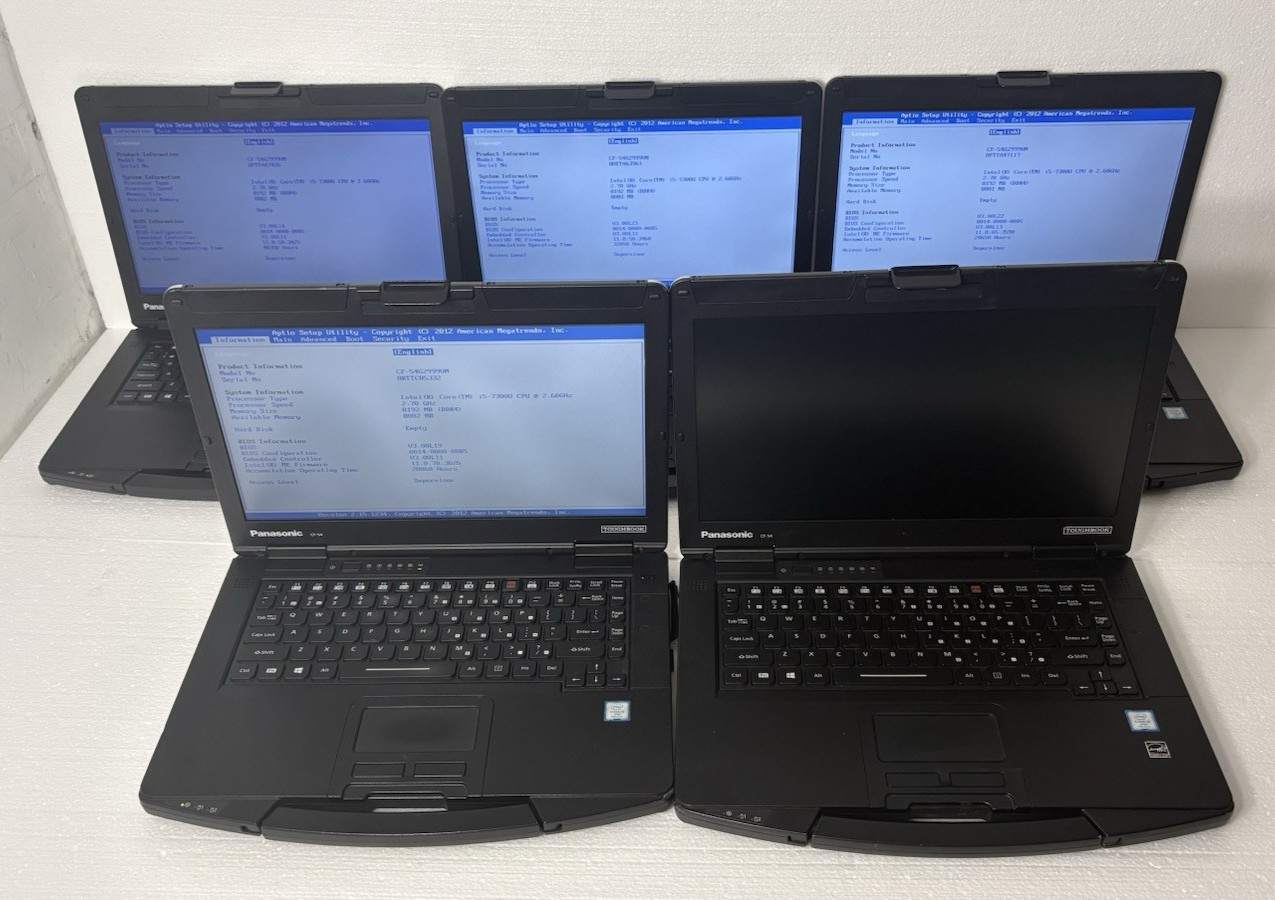 Lot of 5 Panasonic Toughbook CF-54 MK3 Laptop Intel Core i5-7300U 8GB *Read*