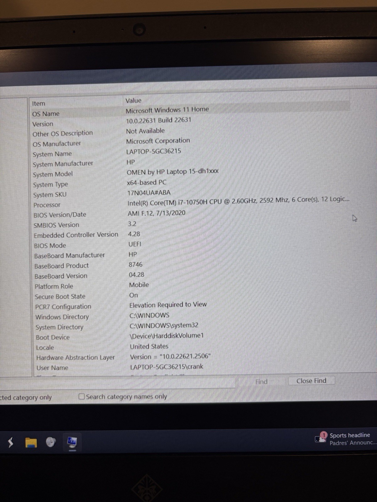 HP Omen 15 DH1099nr GeForce RTX 3060 Intel Core I7 10th Gen 8GB RAM 256GB SSD