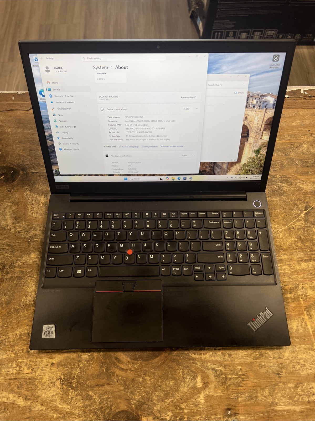 Lenovo ThinkPad E15 15.6in FHD Intel Core i7-10510U 512GB SSD 8GB RAM Win11 Pro
