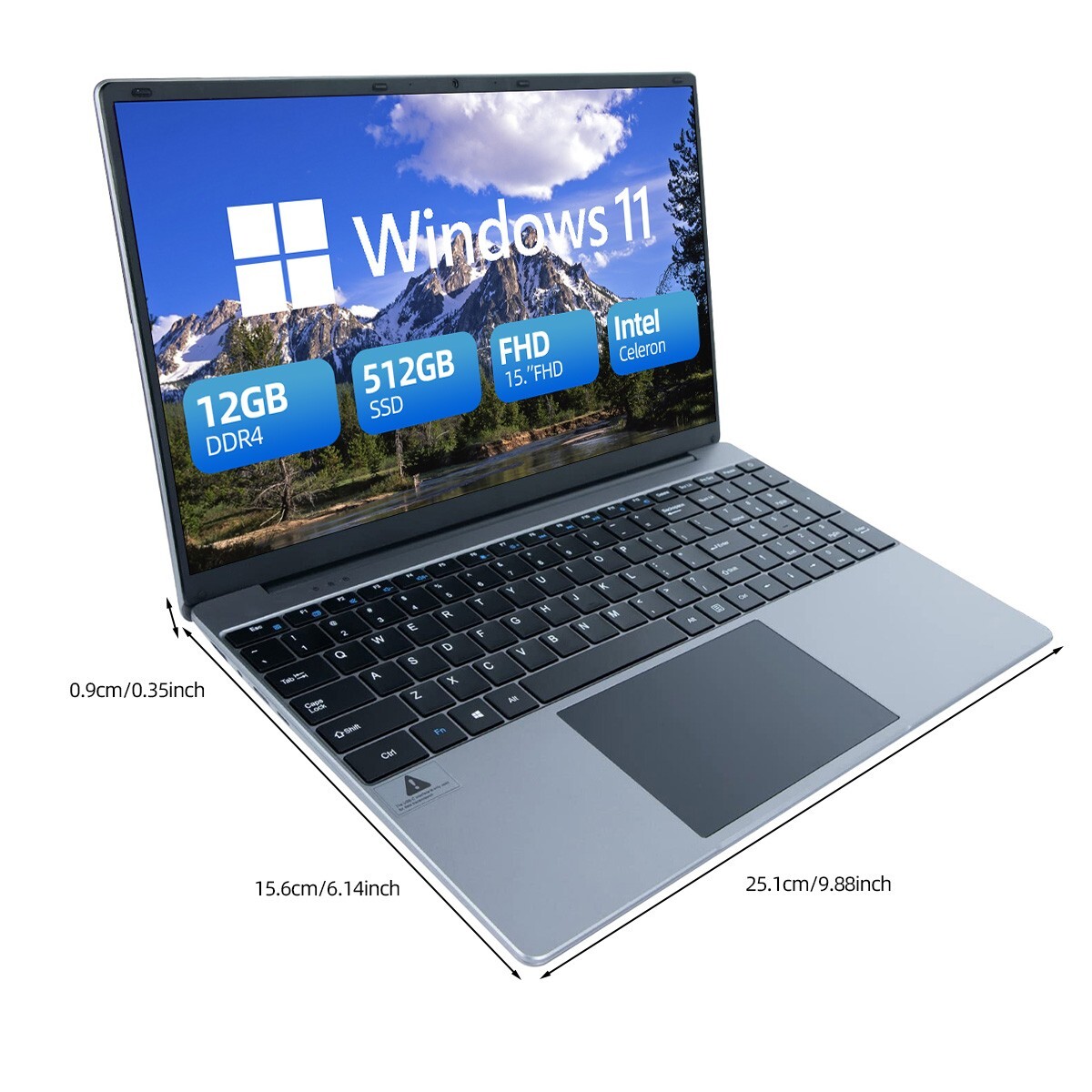2025 Laptop Computer Anmesc 15.6′ Intel Quad-Core Processors 12GB RAM+512GB SSD