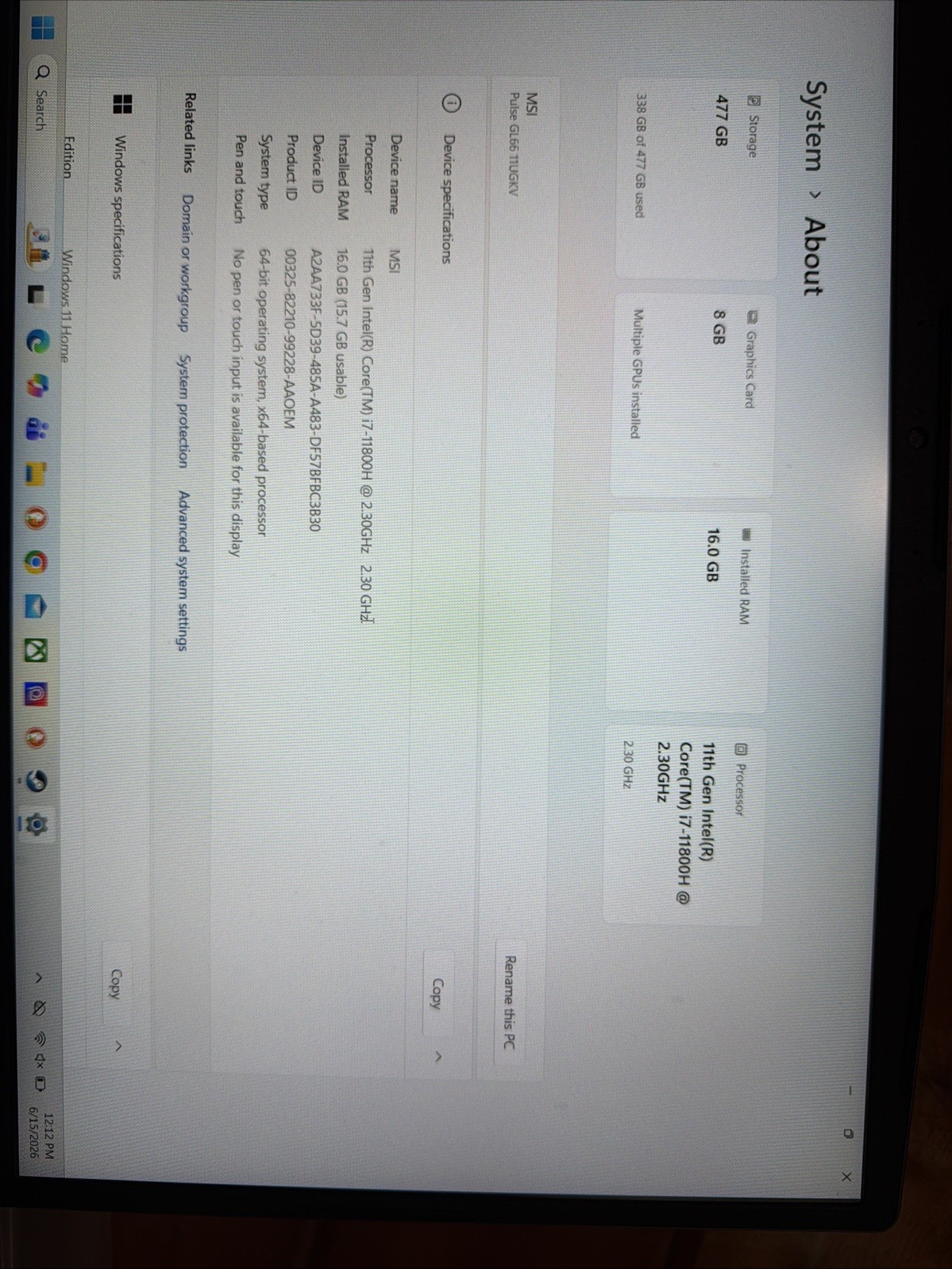MSI Pulse GL66 11UGKV Gaming Laptop i7 16GB 477GB SSD RTX 15.6″ Win11