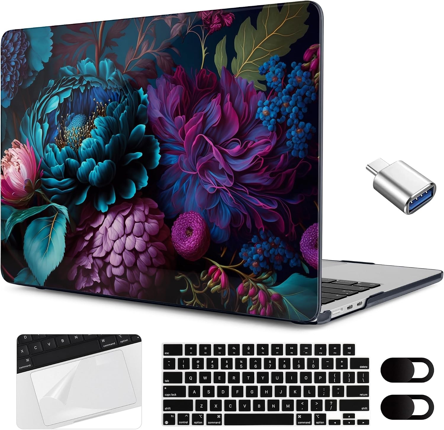 Case for MacBook Air 15 inch 2026 2025 2024 2023, Beautiful Fantasy Flower Shell