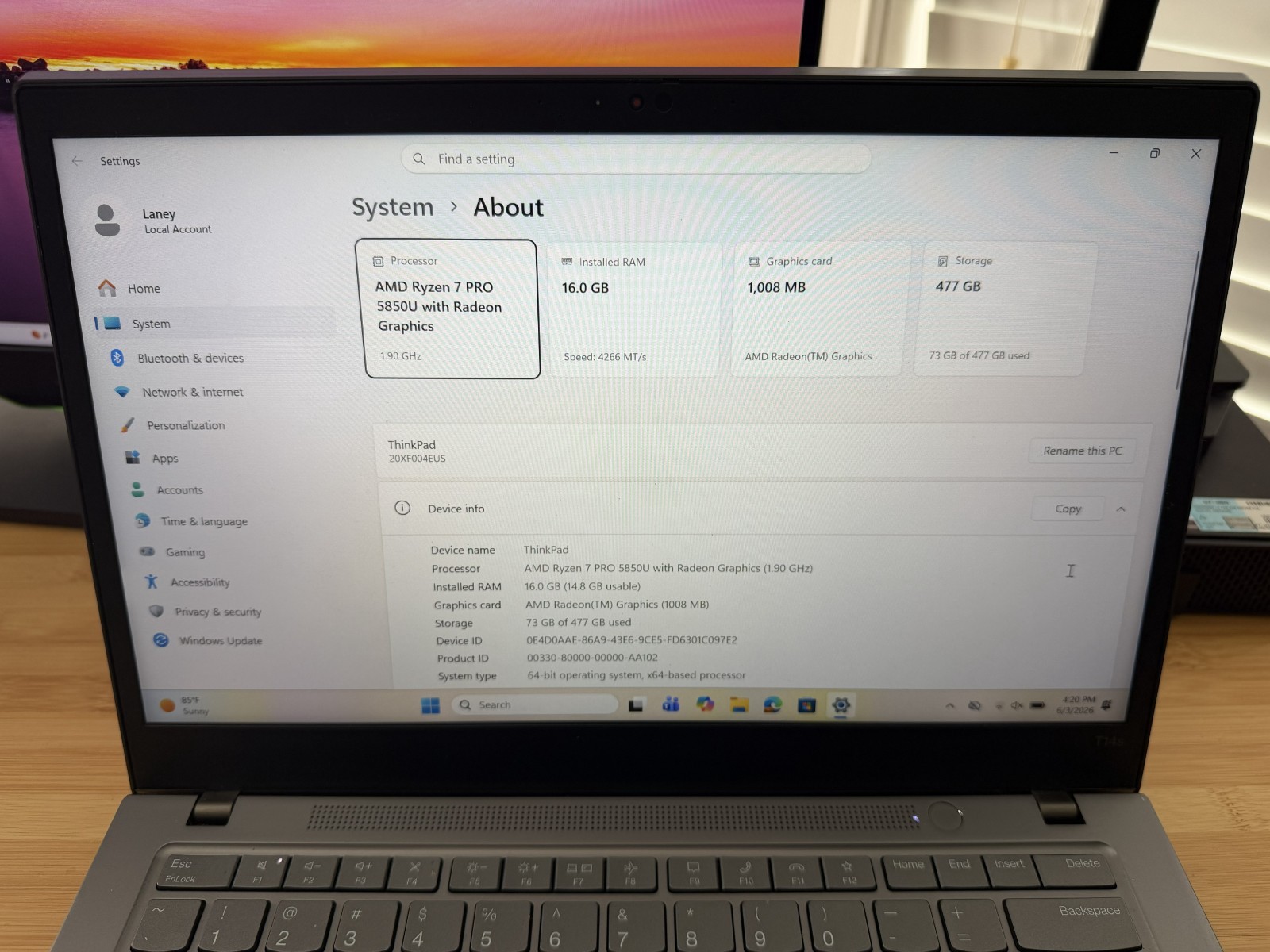 Lenovo ThinkPad T14s Gen 2 Ryzen 7 PRO 5850U 16GB RAM 512GB NVME 14″ FHD – Touch
