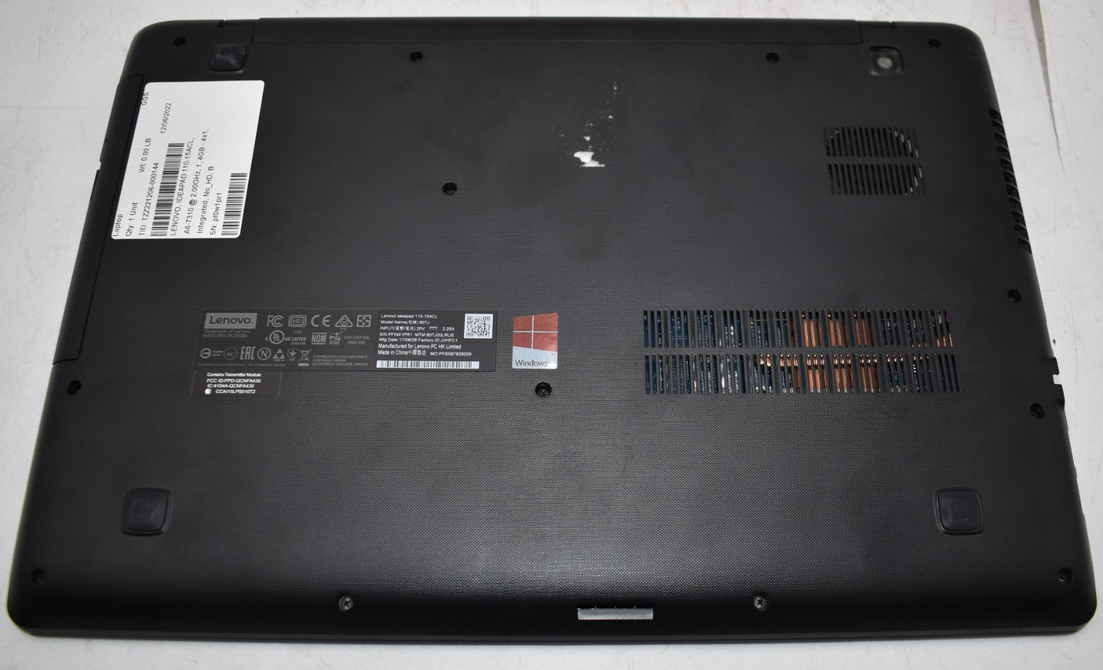 15″ Lenovo IdeaPad 110-15ACL Laptop AMD A6-7310 2.00GHz 8GB RAM 256GB SSD Win 10