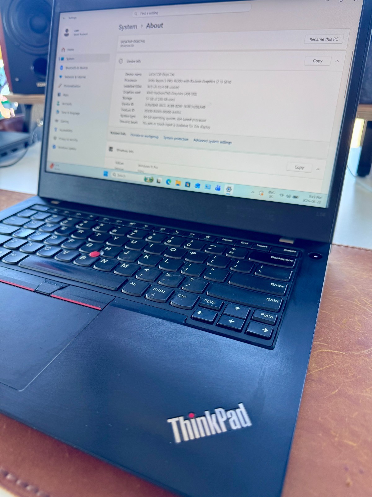 Lenovo Thinkpad L14 14″ Laptop | 16 GB RAM | AMD Ryzen Pro 2.10 GH | Radeon GPU