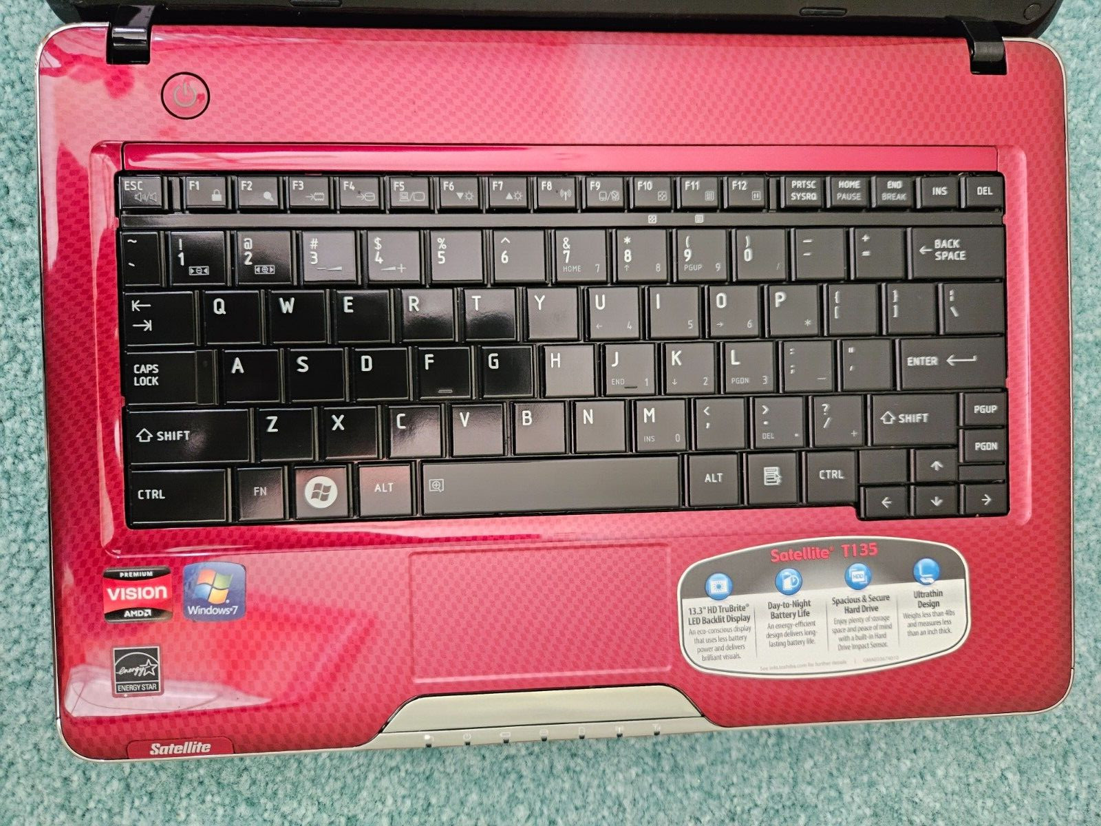 Toshiba Satellite T135D-S1325RD Laptop | AMD Vision | 4GB RAM | Untested!