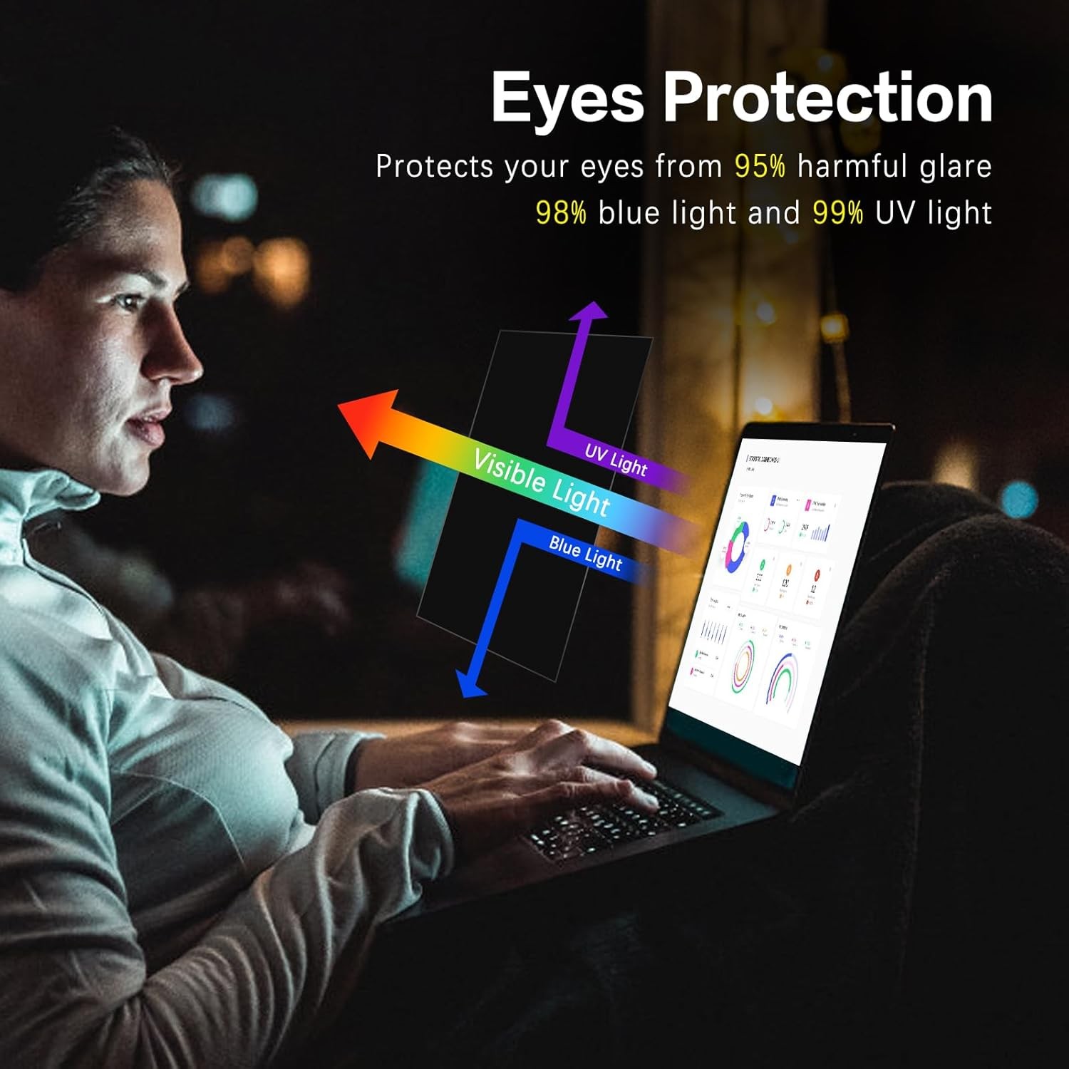 Laptop Privacy Screen 15.6 Inch 16:9 Aspect Ratio, Removable Anti Glare Filter